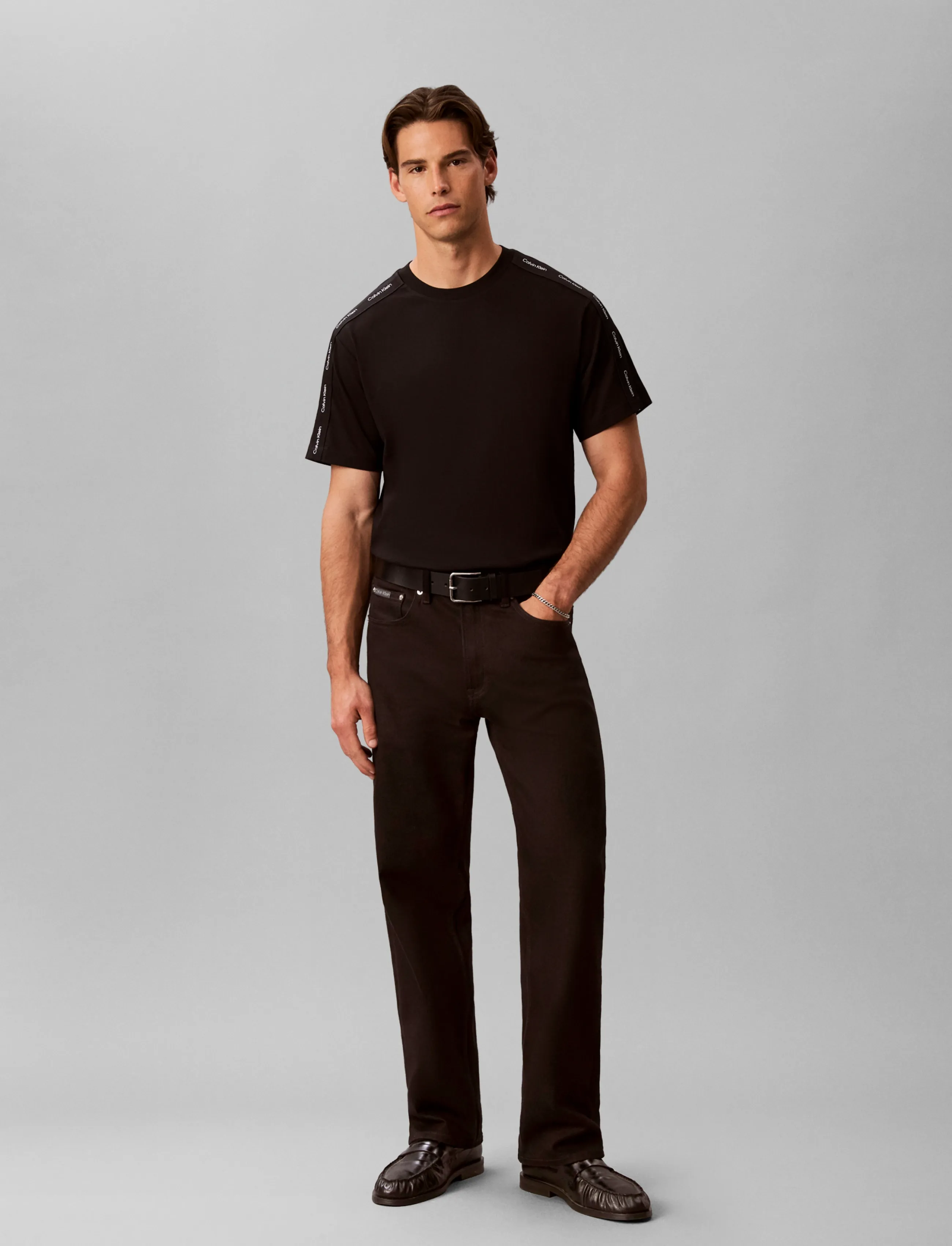 Calvin Klein Jeans Ss 20S Easy Clsc Tape Tee, Mænd, T-Shirt Med Logo Tape, Sort, Str: XS
