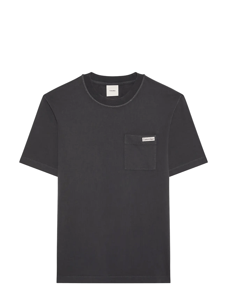 Calvin Klein Jeans - SS 20S GARMENT DYED EASY COIN PO - kurzärmelige t-shirts - black oyster - 1