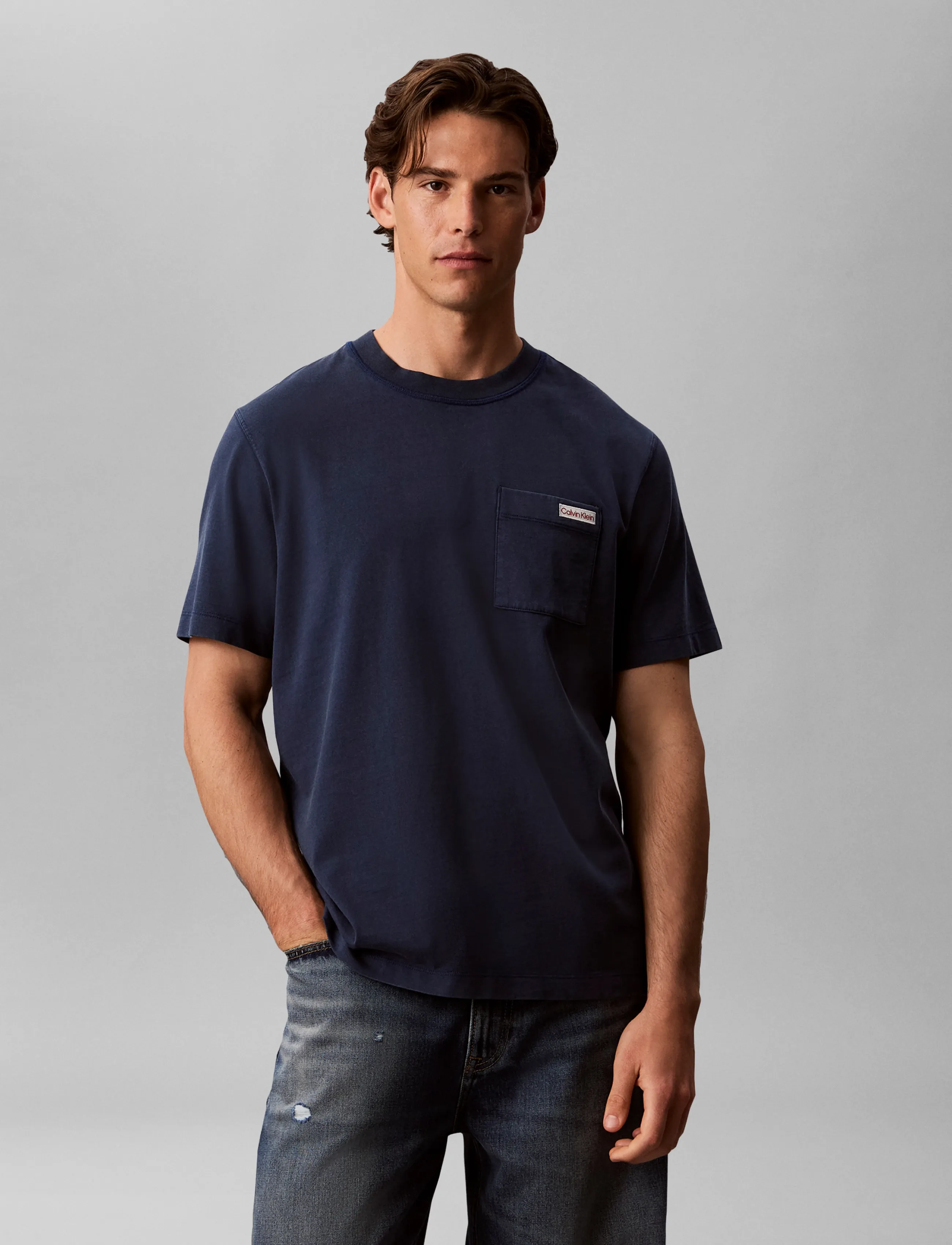 Calvin Klein Jeans SS 20S GARMENT DYED EASY COIN PO - Kurzärmelige T-Shirts - PAGEANT BLUE / blue