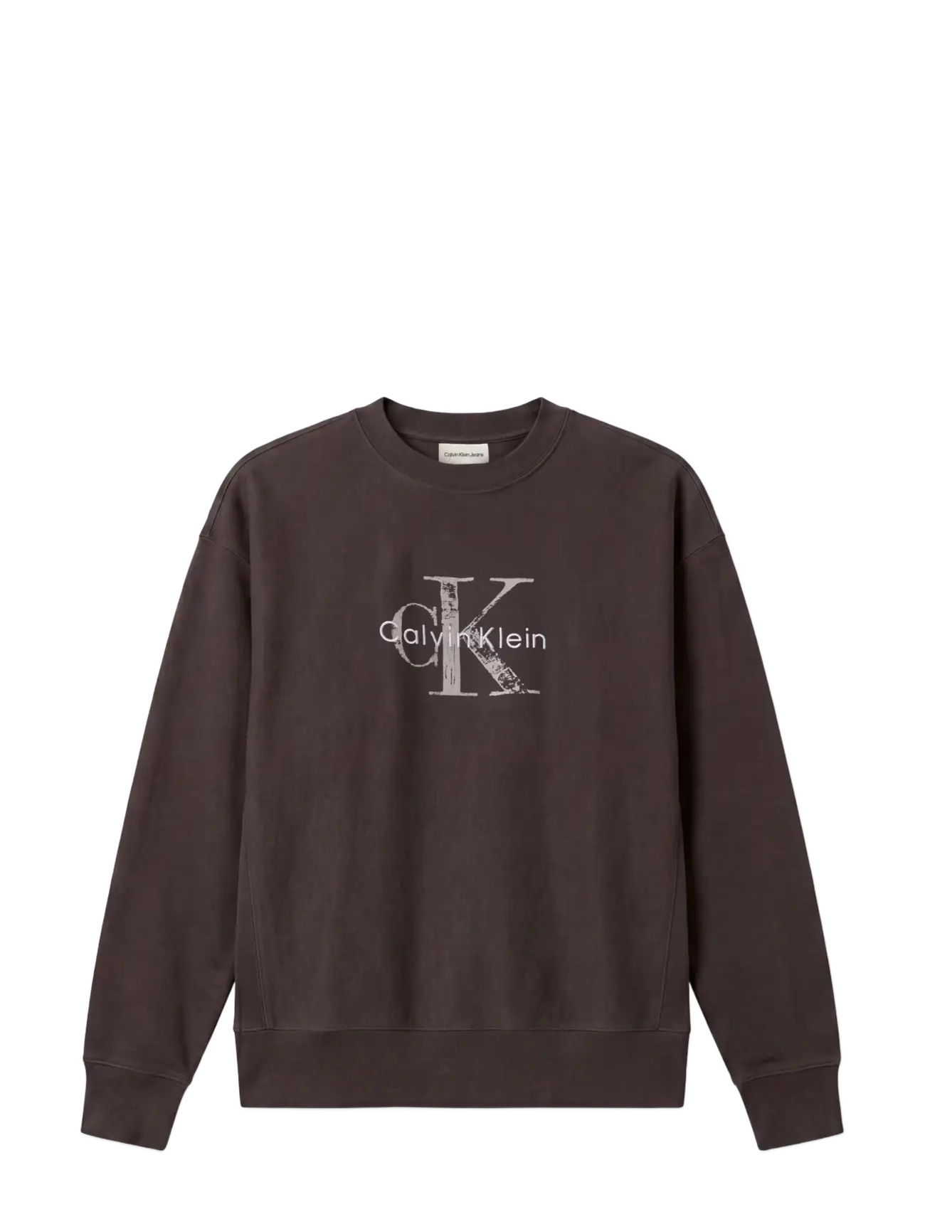 Calvin Klein Jeans - LS PREMIUM TERRY PAINTED MONOLOG - shoppa efter stil - black oyster - 1