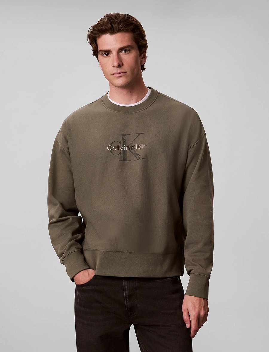 Calvin Klein Jeans - LS PREMIUM TERRY PAINTED MONOLOG - dressipluusid - dusty olive - 3