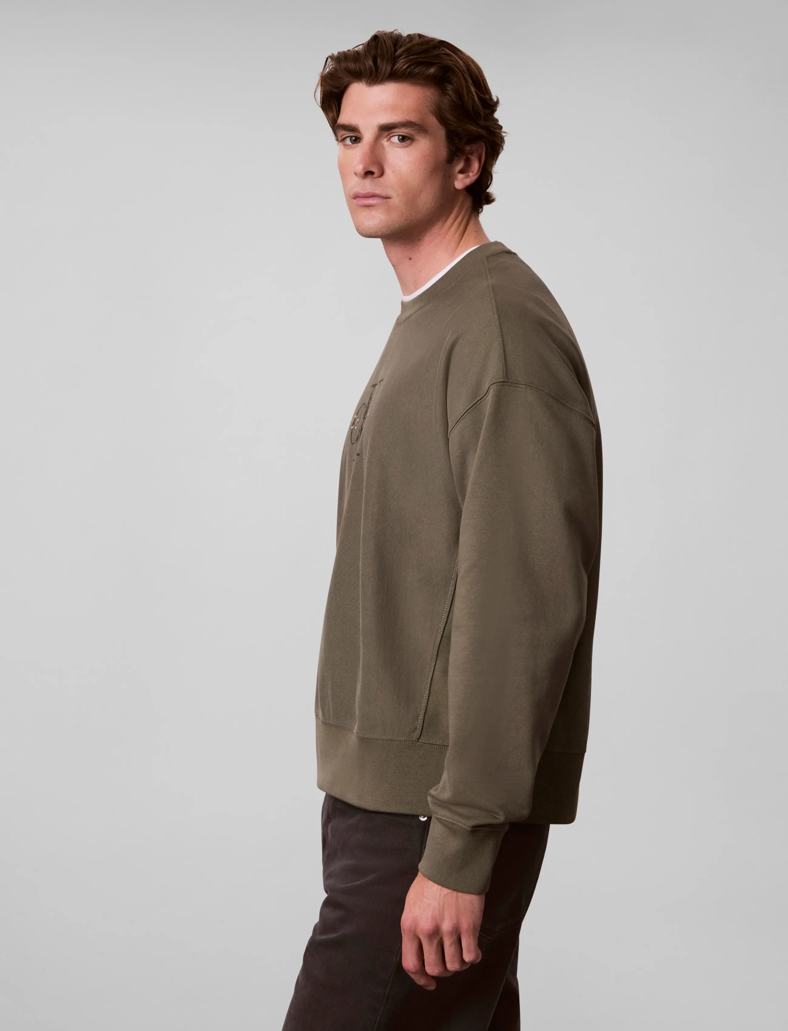 Calvin Klein Jeans - LS PREMIUM TERRY PAINTED MONOLOG - shoppa efter stil - dusty olive - 5