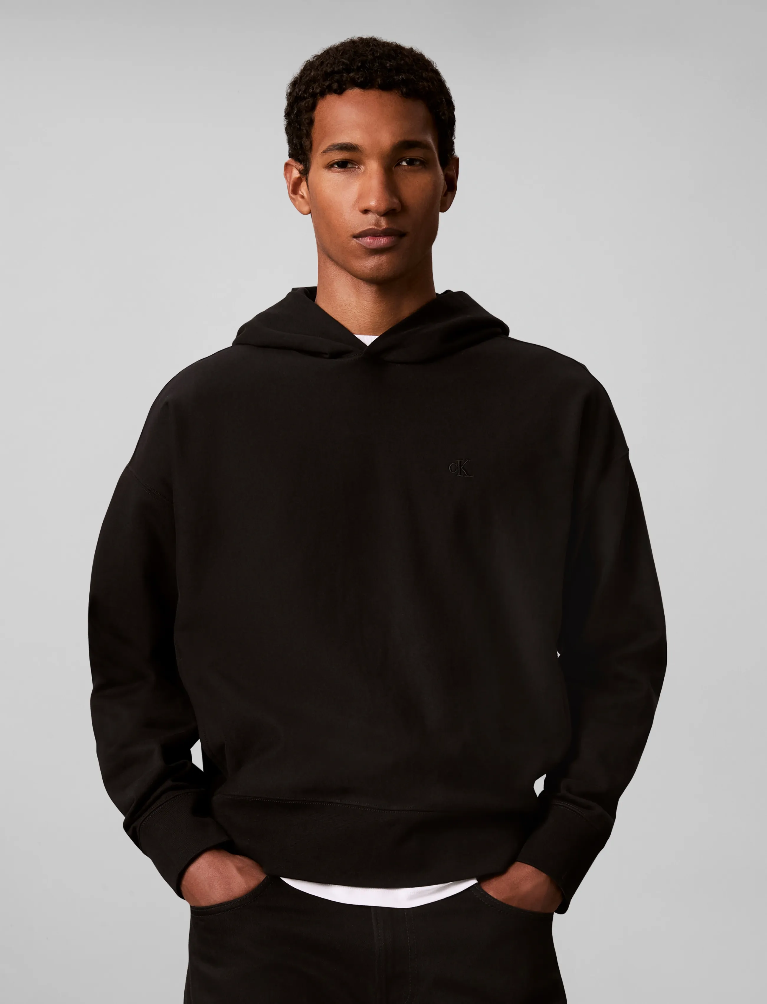 Calvin Klein Jeans Ls Prmtrry 90S Bck Mongrm Hoodie, Mænd, Hættetrøje, Sort, Str: XL
