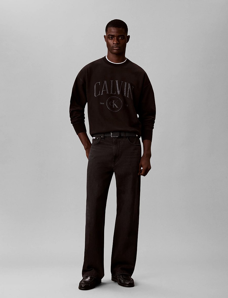 Calvin Klein Jeans - LS PREM TERRY CONTRAST STITCH CN - dressipluusid - black - 0