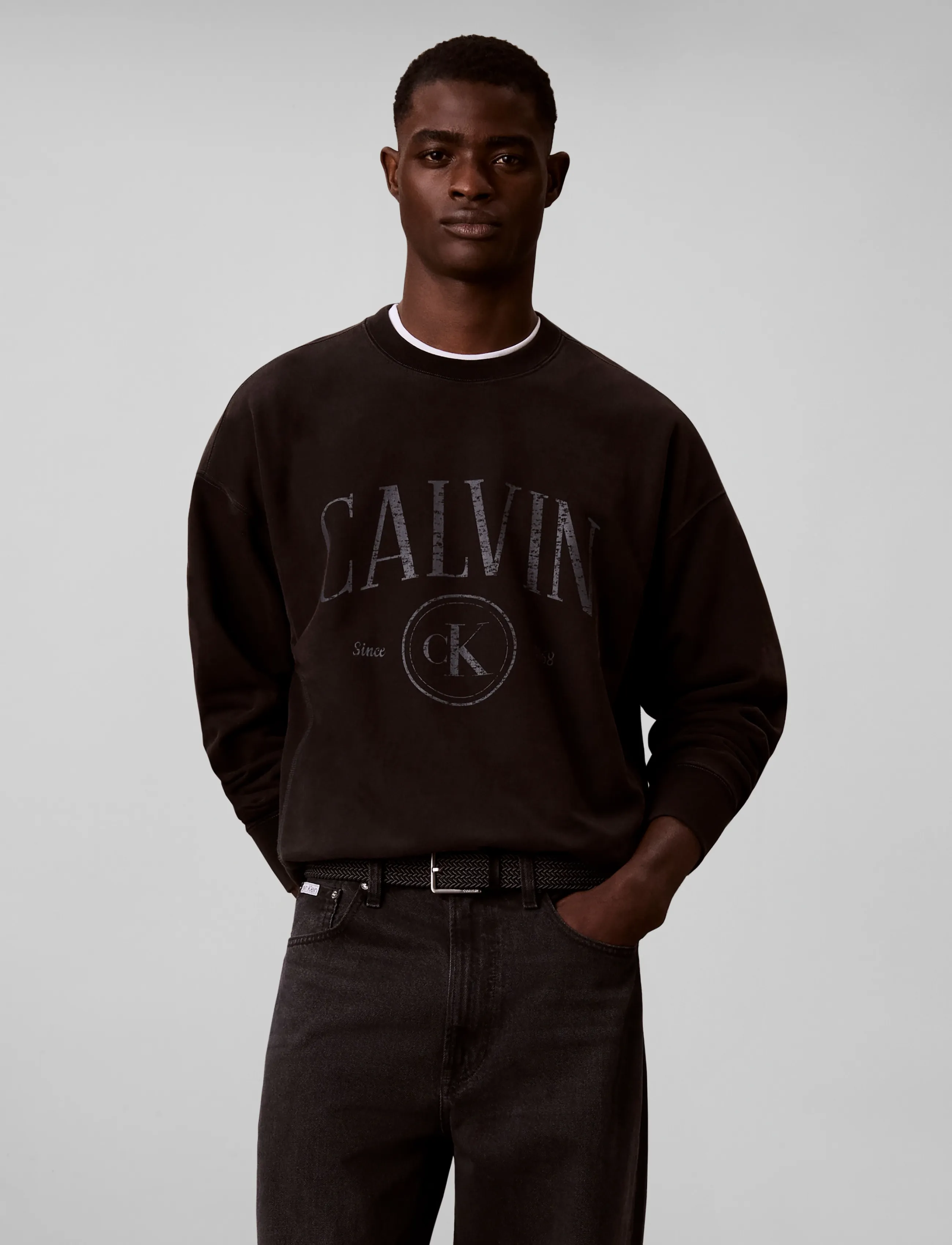 Calvin Klein Jeans - LS PREM TERRY CONTRAST STITCH CN - black - 3