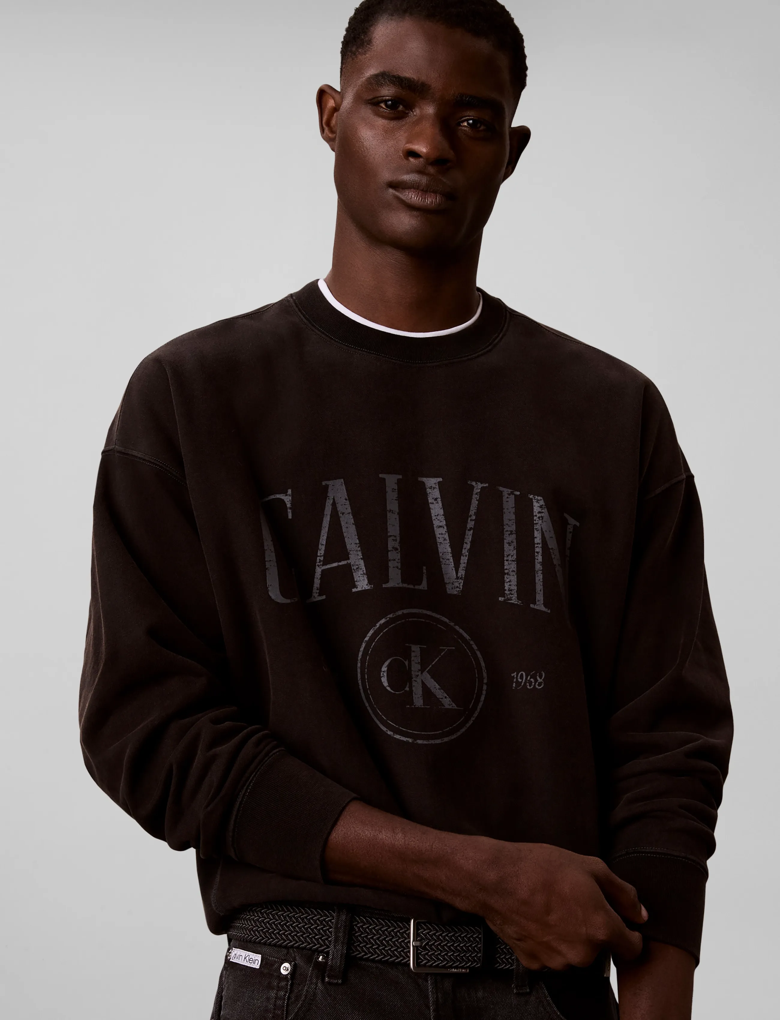 Calvin Klein Jeans - LS PREM TERRY CONTRAST STITCH CN - black - 5
