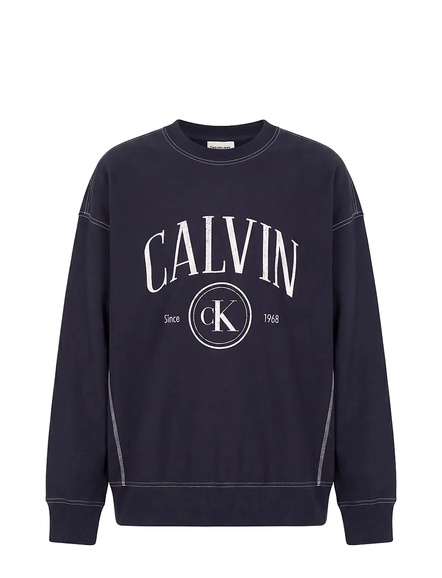 Calvin Klein Jeans - LS PREM TERRY CONTRAST STITCH CN - shop by style - dark sapphire - 1