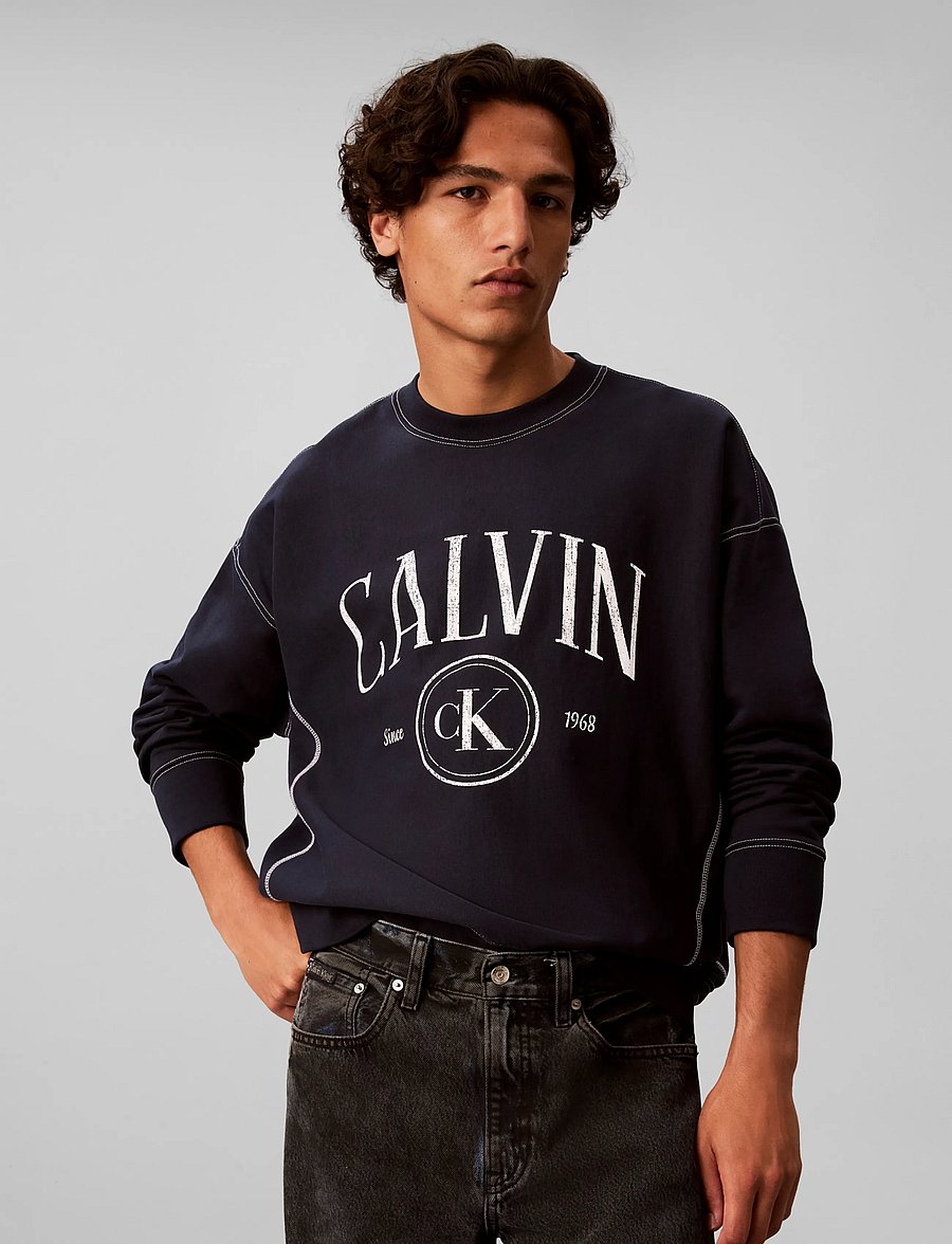 Calvin Klein Jeans - LS PREM TERRY CONTRAST STITCH CN - shop by style - dark sapphire - 3