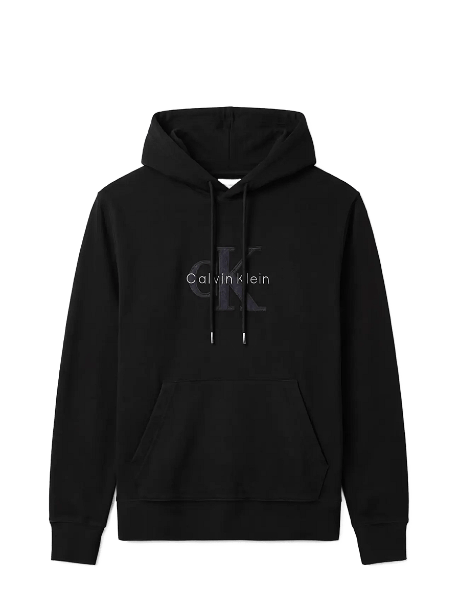 Calvin Klein Jeans - LS PREM TERRY DENIM APPLIQUE MNL - hættetrøjer - black - 1