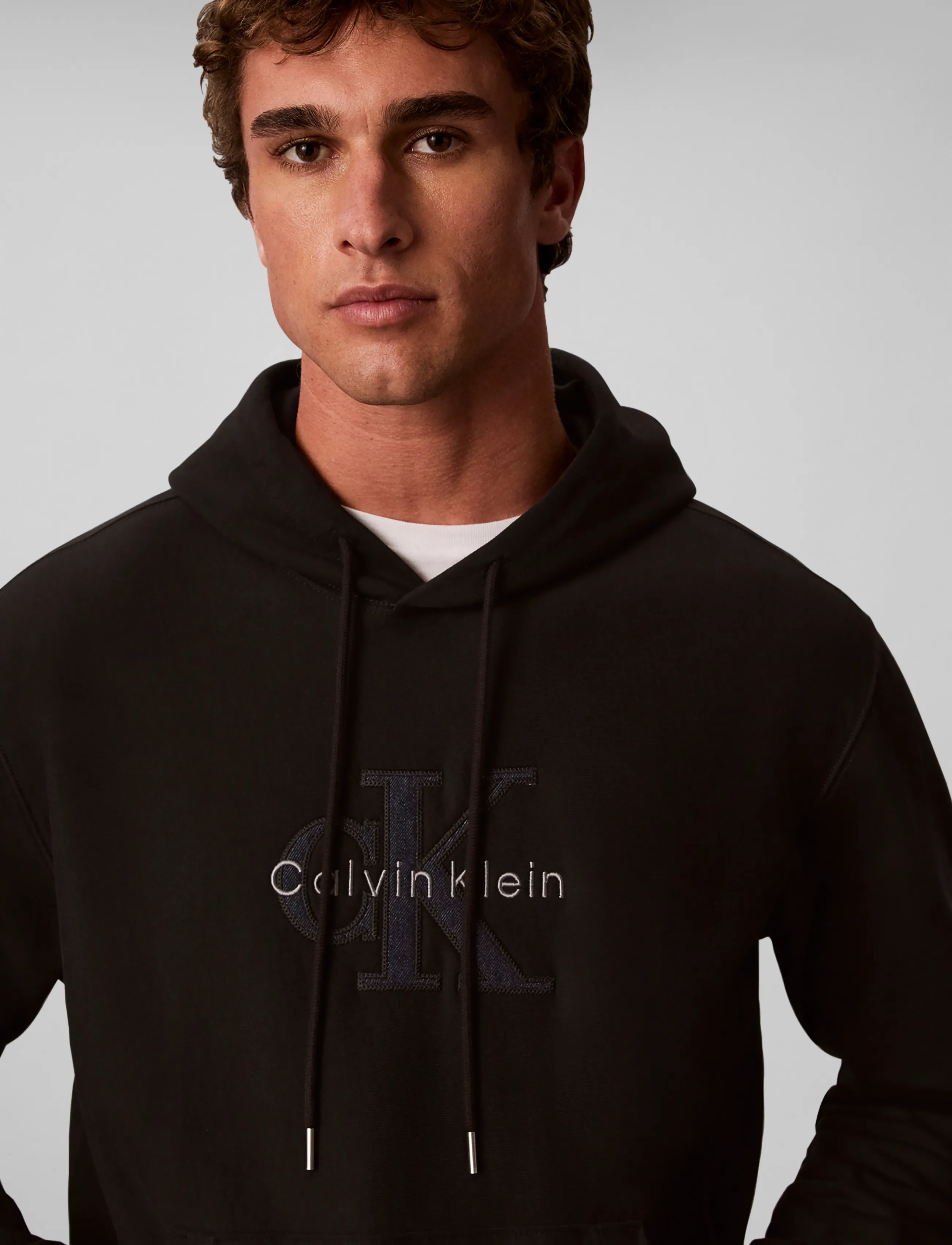 Calvin Klein Jeans - LS PREM TERRY DENIM APPLIQUE MNL - hoodies - black - 4