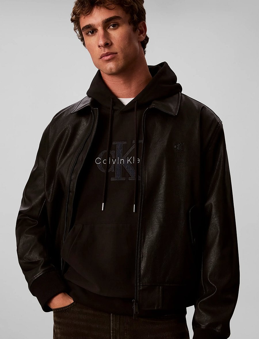 Calvin Klein Jeans - LS PREM TERRY DENIM APPLIQUE MNL - hættetrøjer - black - 5