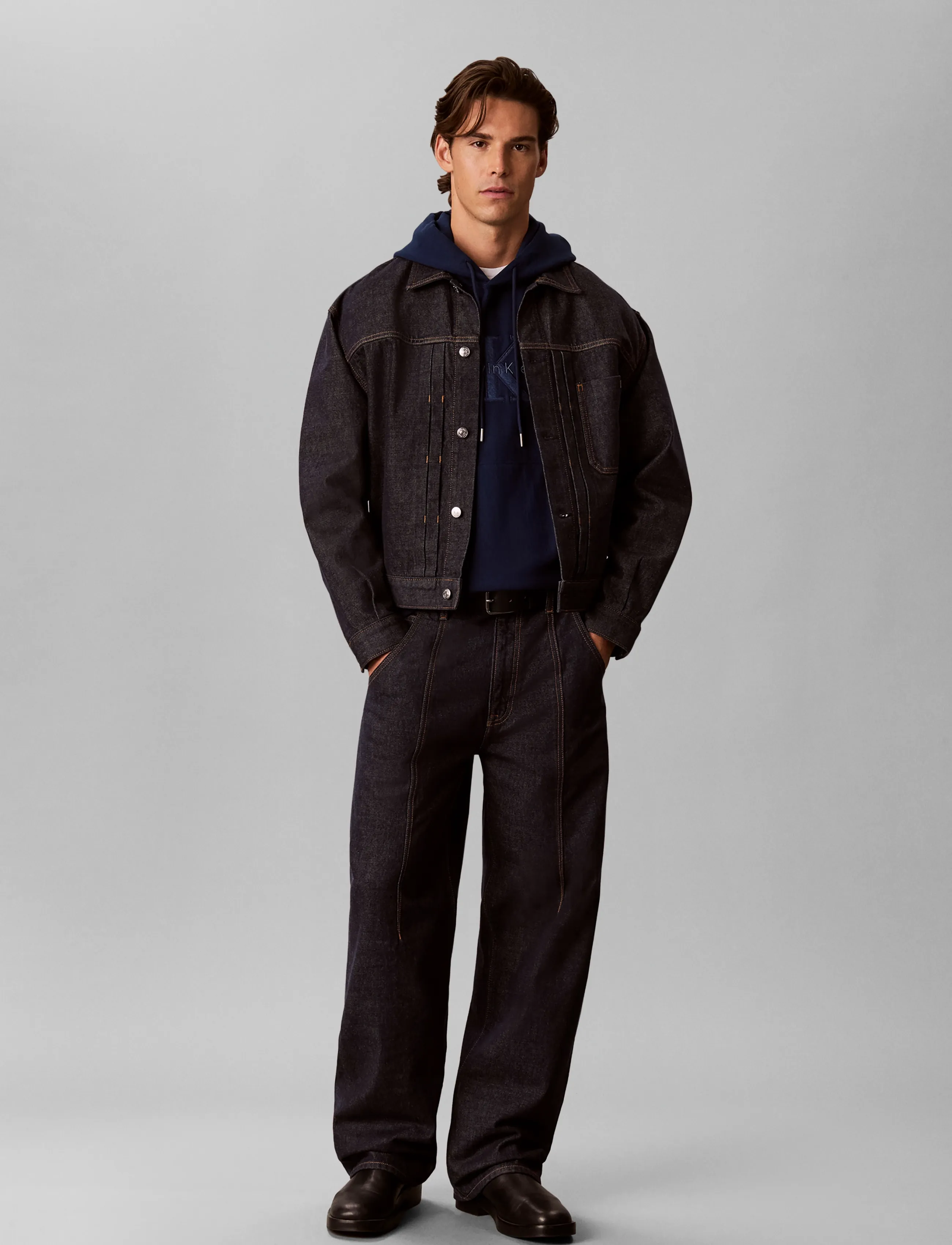Calvin Klein Jeans LS PREM TERRY DENIM APPLIQUE MNL - Sweatshirts & Hoodies - PAGEANT BLUE / navy