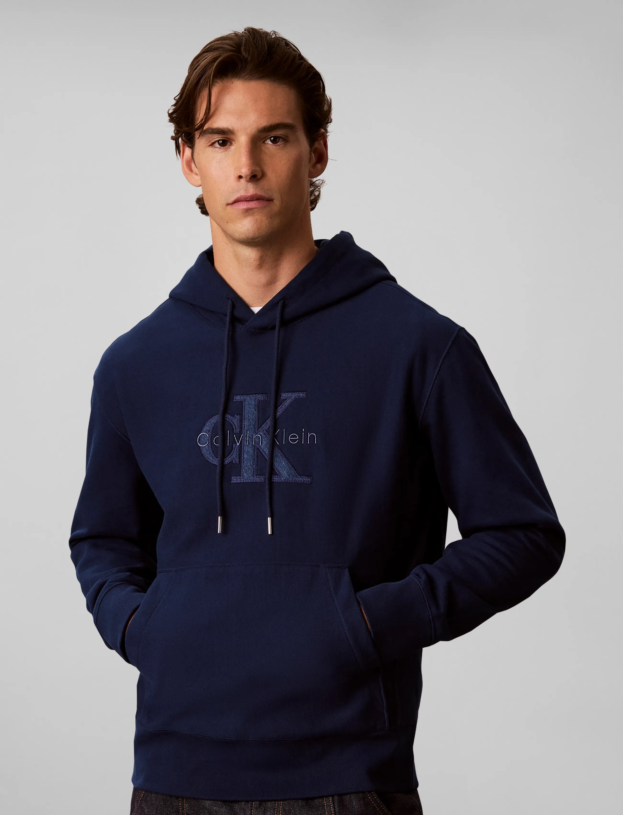 Calvin Klein Jeans - LS PREM TERRY DENIM APPLIQUE MNL - kapuzenpullover - pageant blue - 3