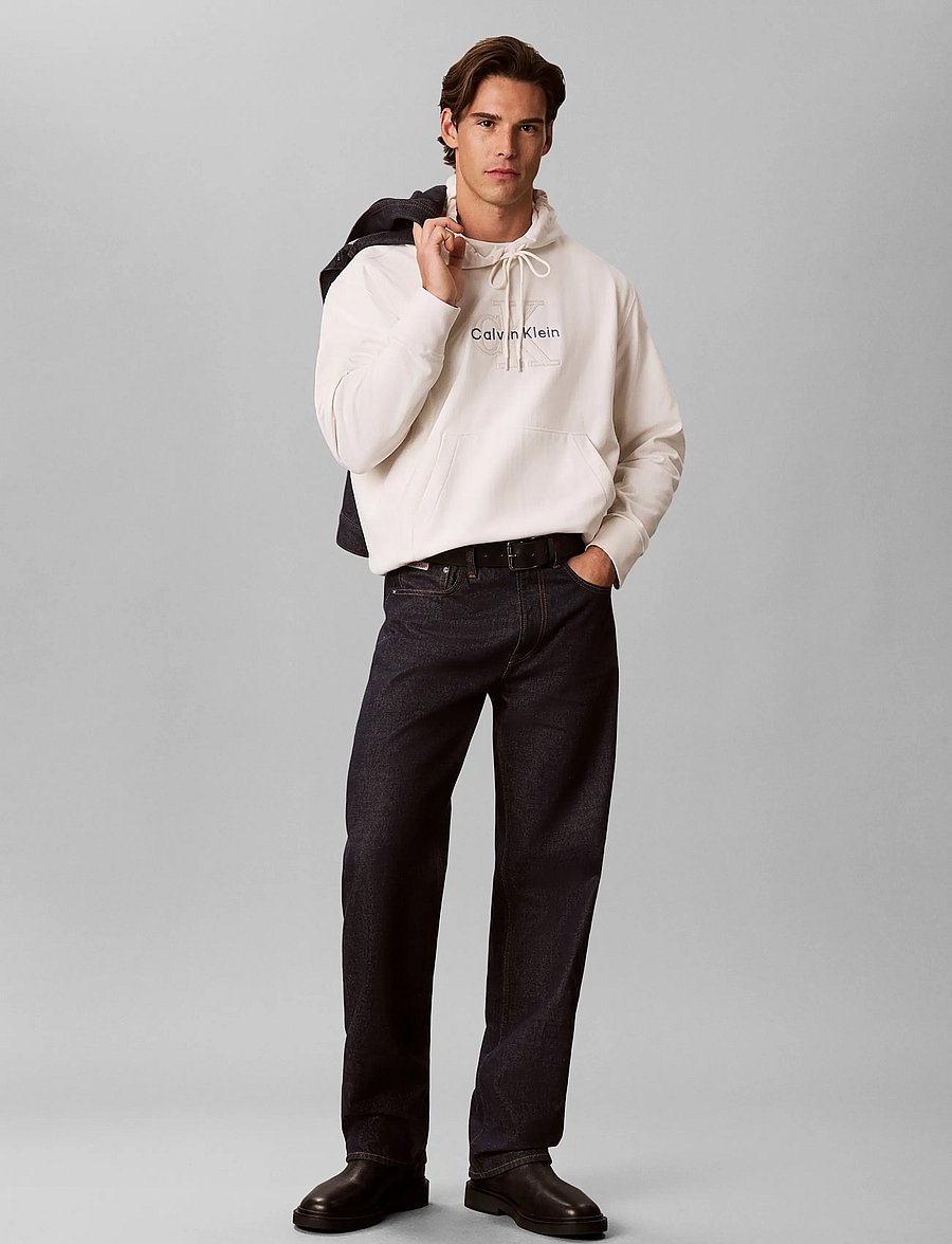 Calvin Klein Jeans - LS PREM TERRY DENIM APPLIQUE MNL - hoodies - tofu - 0