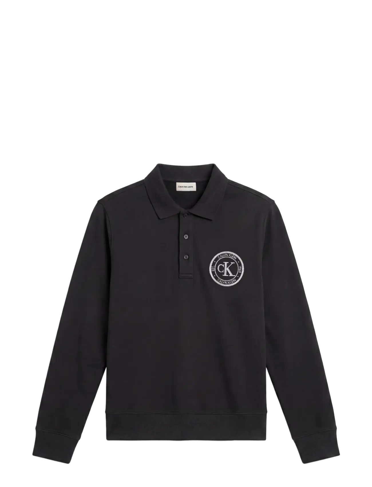Calvin Klein Jeans - LS 350TERRY EU GRAPHIC POLO SWEA - langærmede poloer - black - 1