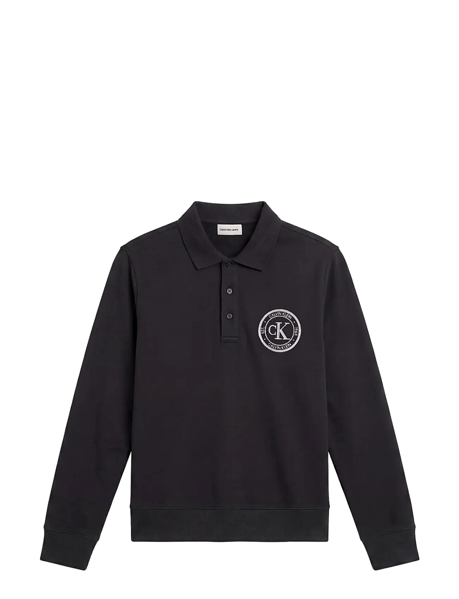Calvin Klein Jeans - LS 350TERRY EU GRAPHIC POLO SWEA - langærmede poloer - black - 1