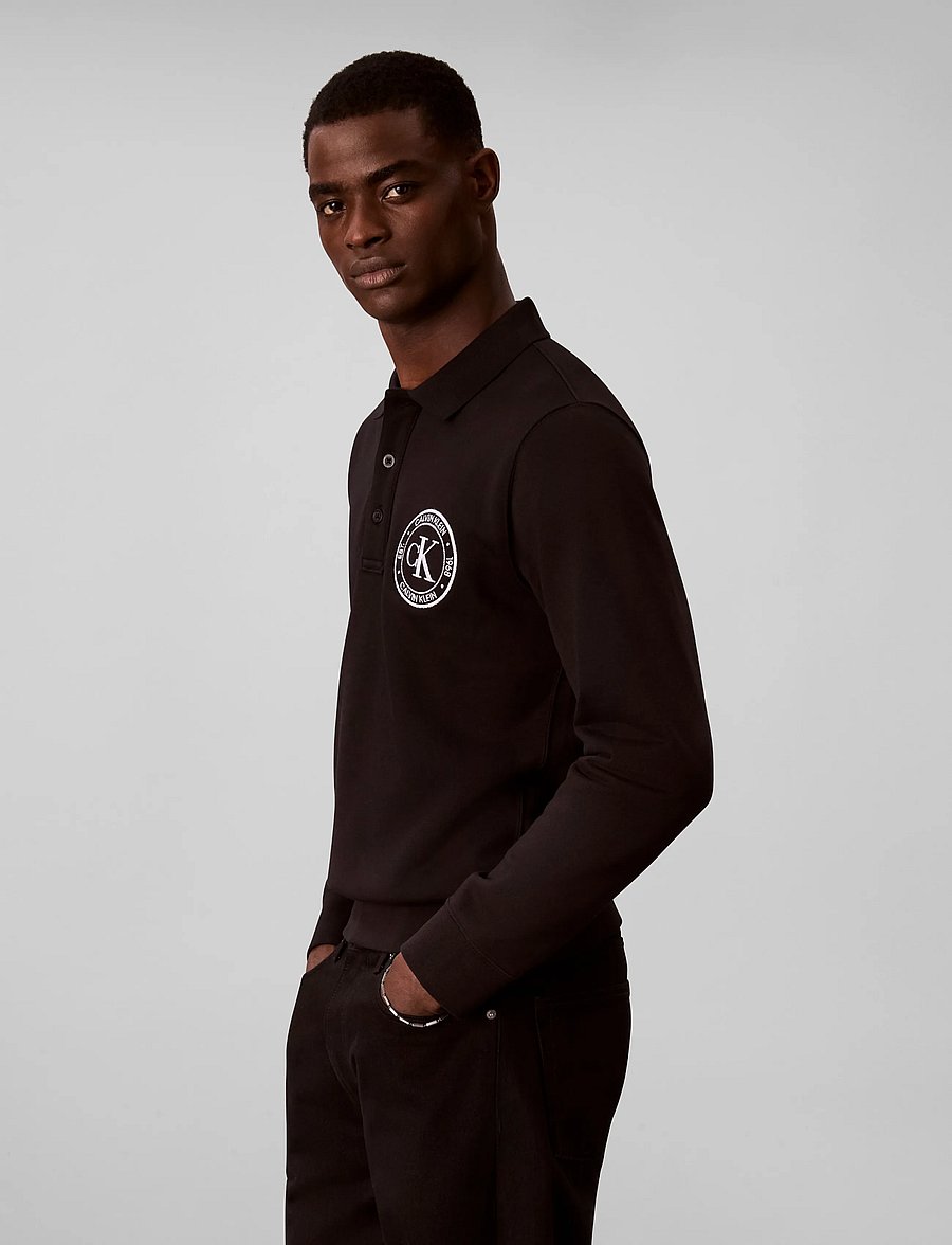 Calvin Klein Jeans - LS 350TERRY EU GRAPHIC POLO SWEA - langærmede poloer - black - 5