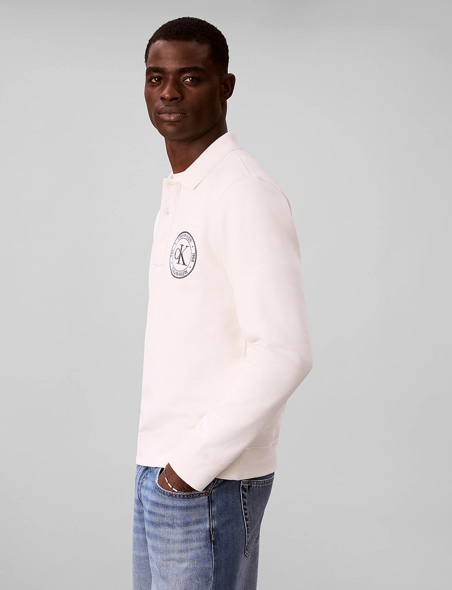 Calvin Klein Jeans - LS 350TERRY EU GRAPHIC POLO SWEA - långärmade pikéer - tofu - 5