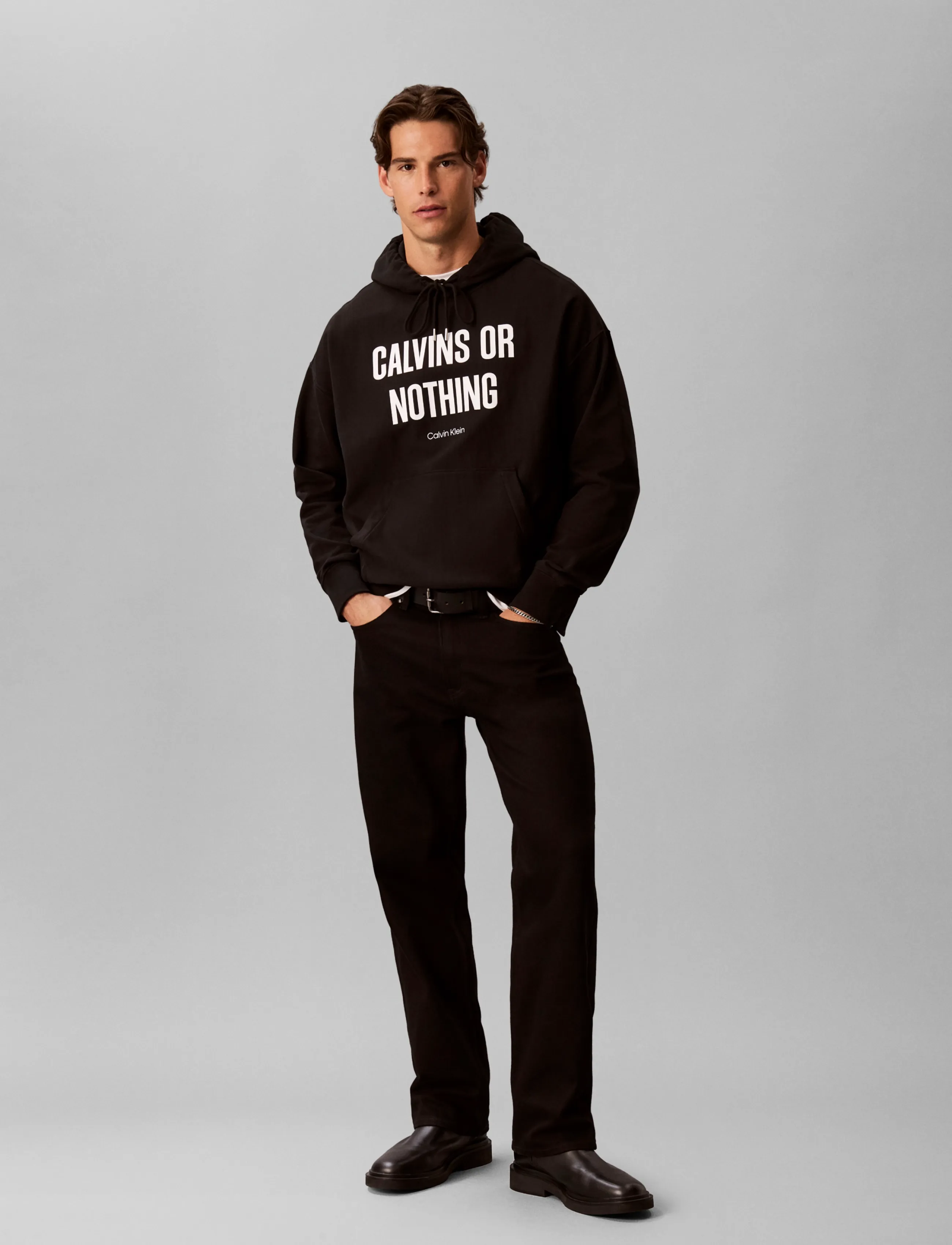 Calvin Klein Jeans LS PREM TERRY CALVINS OR NOTHING - Kläder - BLACK / black