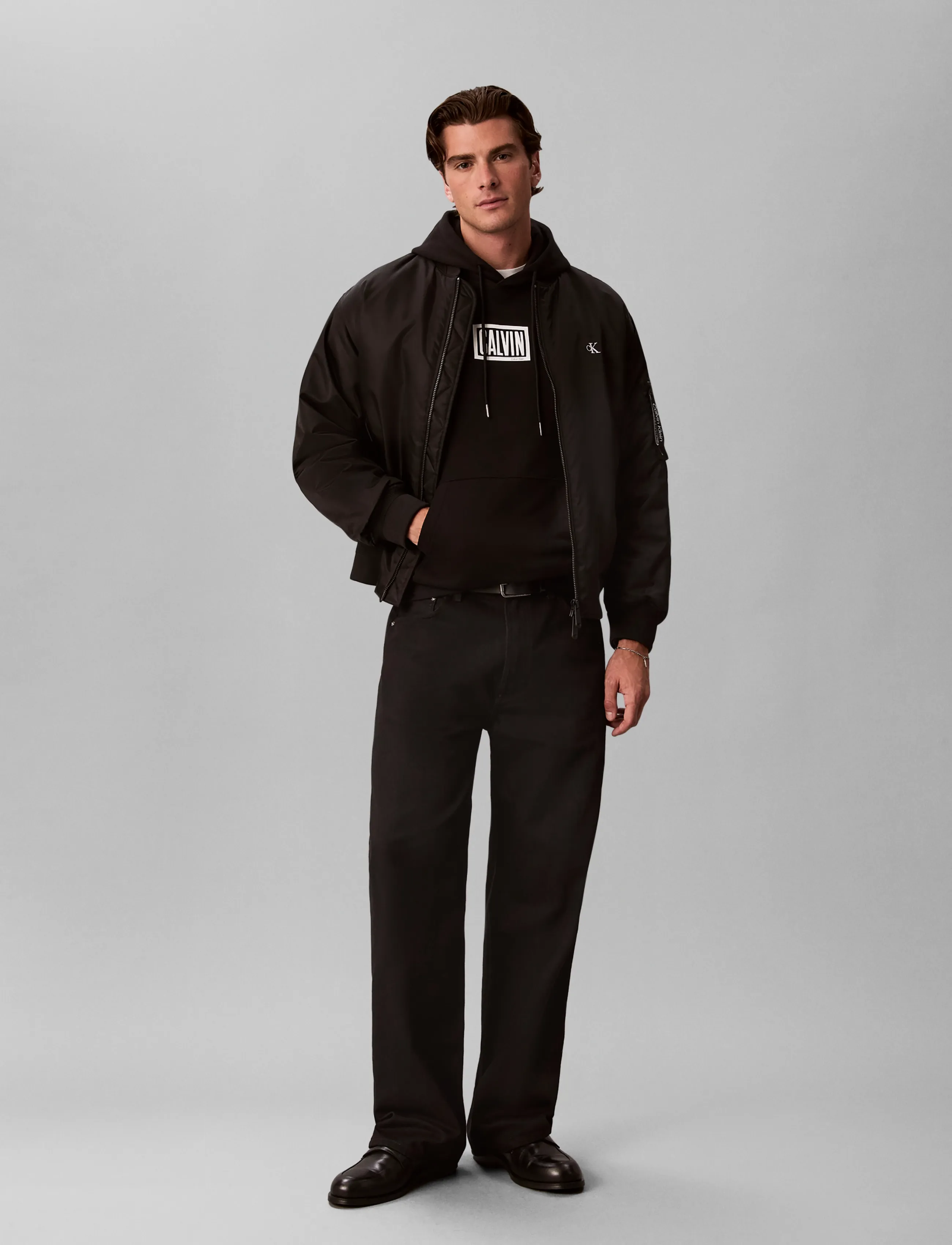 Calvin Klein Jeans LS 350TERRY EU CLVIN BOX LOGO HO - Calvin Klein - BLACK / black