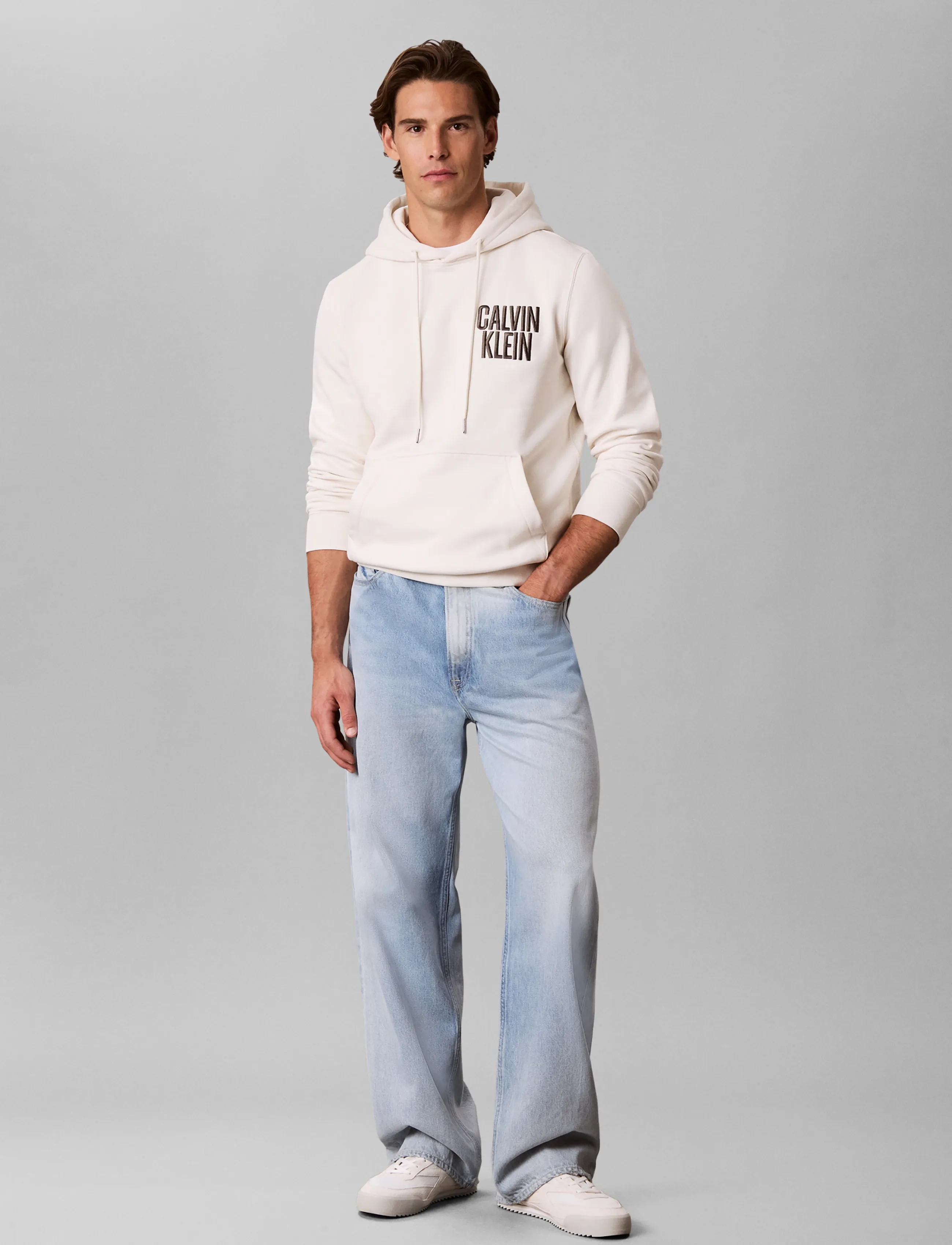 Calvin Klein Jeans LS 350FLEECE EU BOLD CLVN KLN HO - Sweatshirts & Hoodies - TOFU / cream