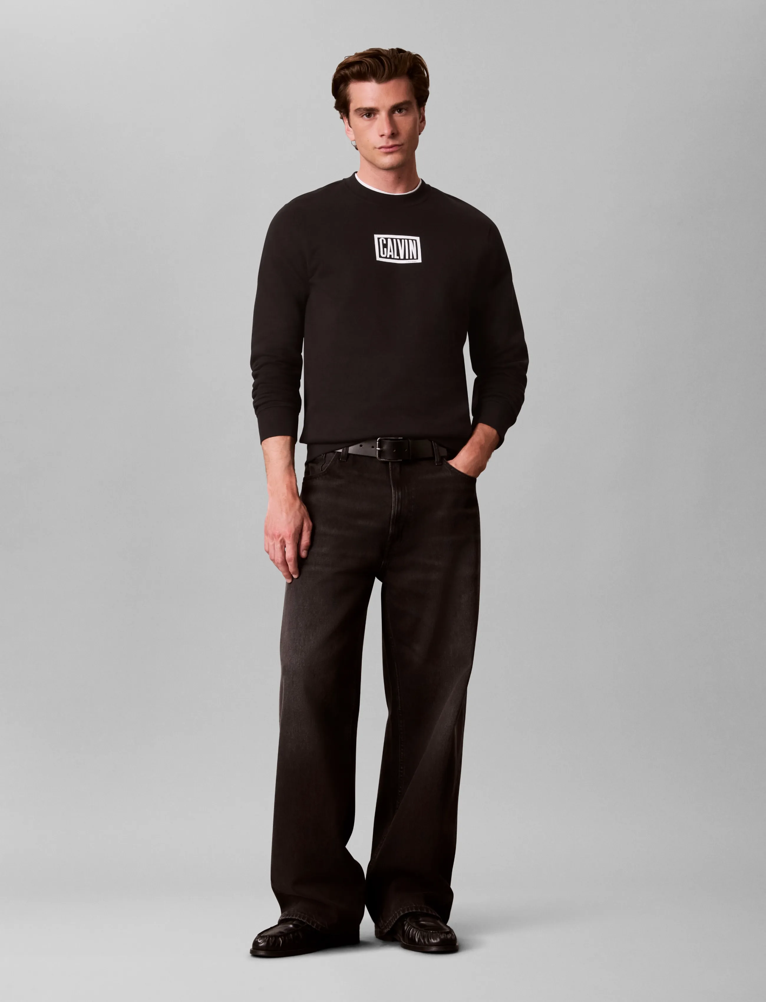 Calvin Klein Jeans LS 350TERRY EU CLVIN BOX LOGO CN - Shop by style - BLACK / black