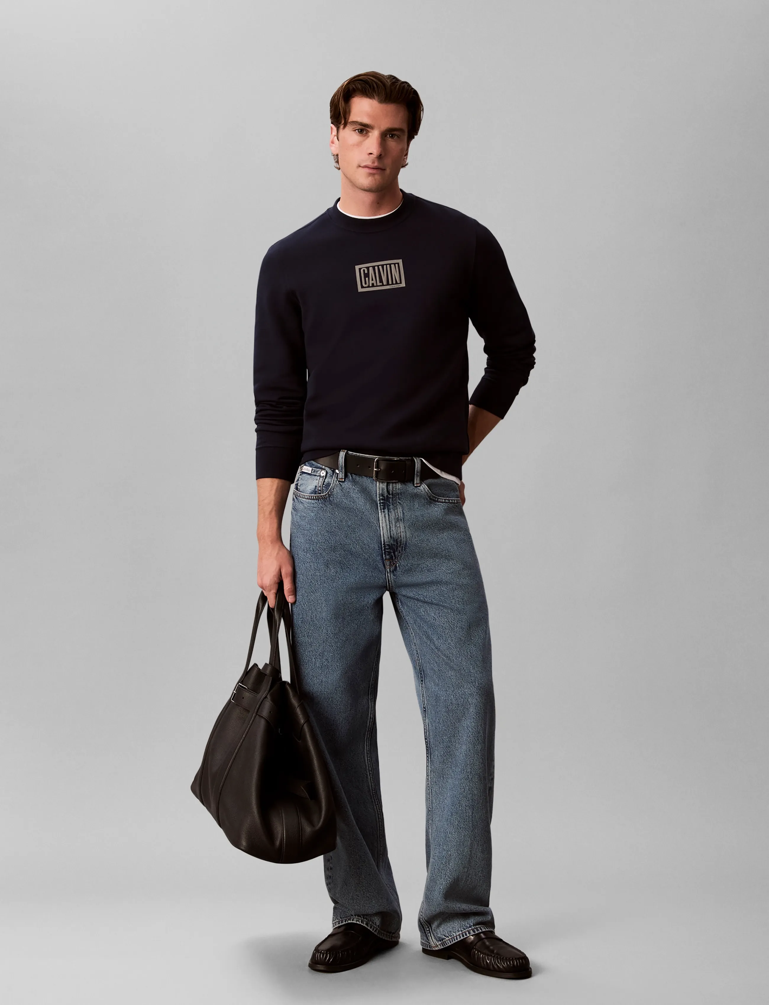 Calvin Klein Jeans LS 350TERRY EU CLVIN BOX LOGO CN - Calvin Klein Jeans - DARK SAPPHIRE / navy