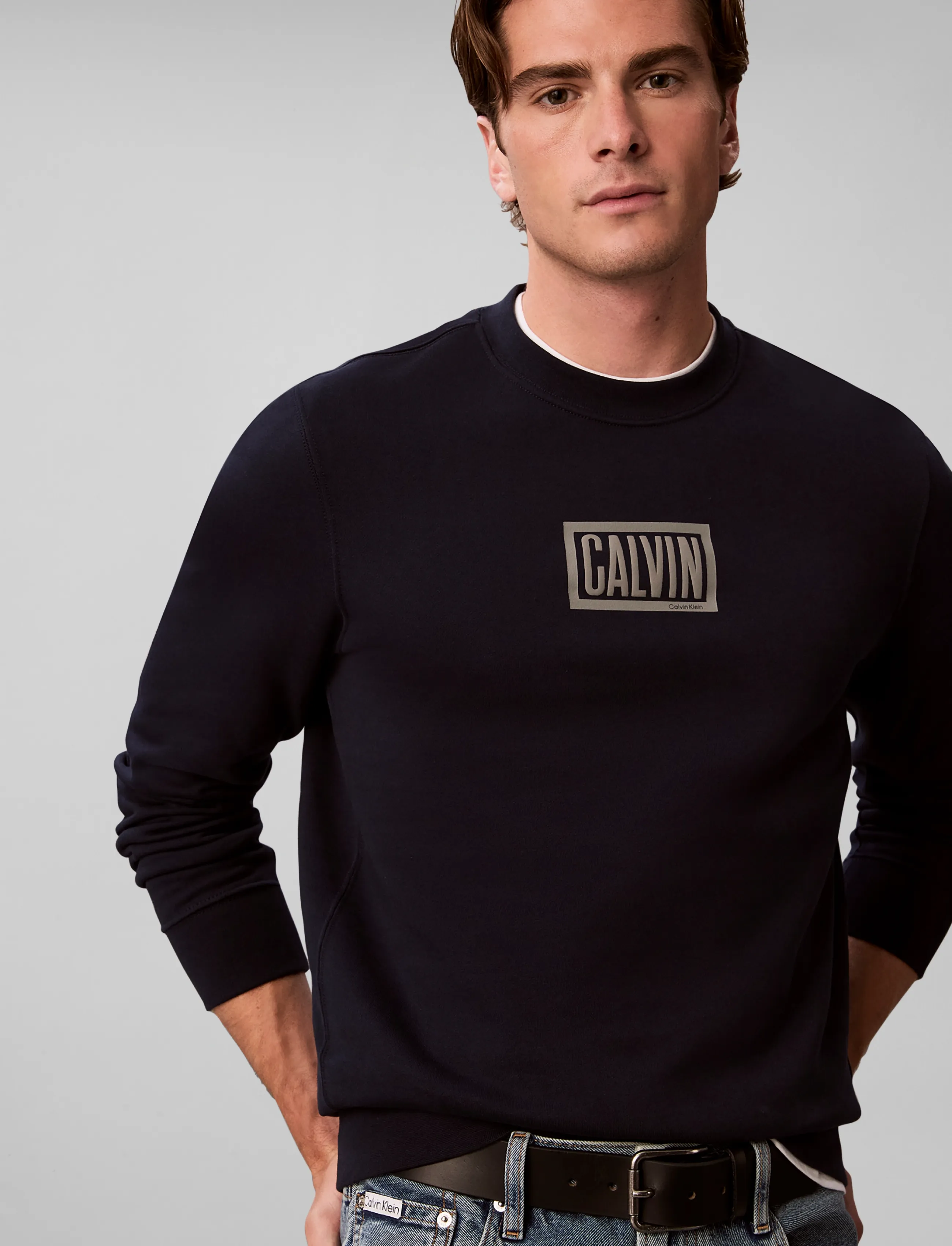 Calvin Klein Jeans - LS 350TERRY EU CLVIN BOX LOGO CN - sweatshirts - dark sapphire - 5