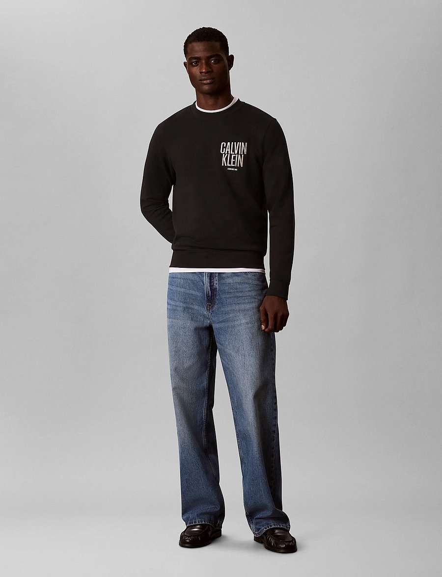 Calvin Klein Jeans - LS 350TERRY EU BOLD CLVN KLN CN - sweatshirts - black - 0