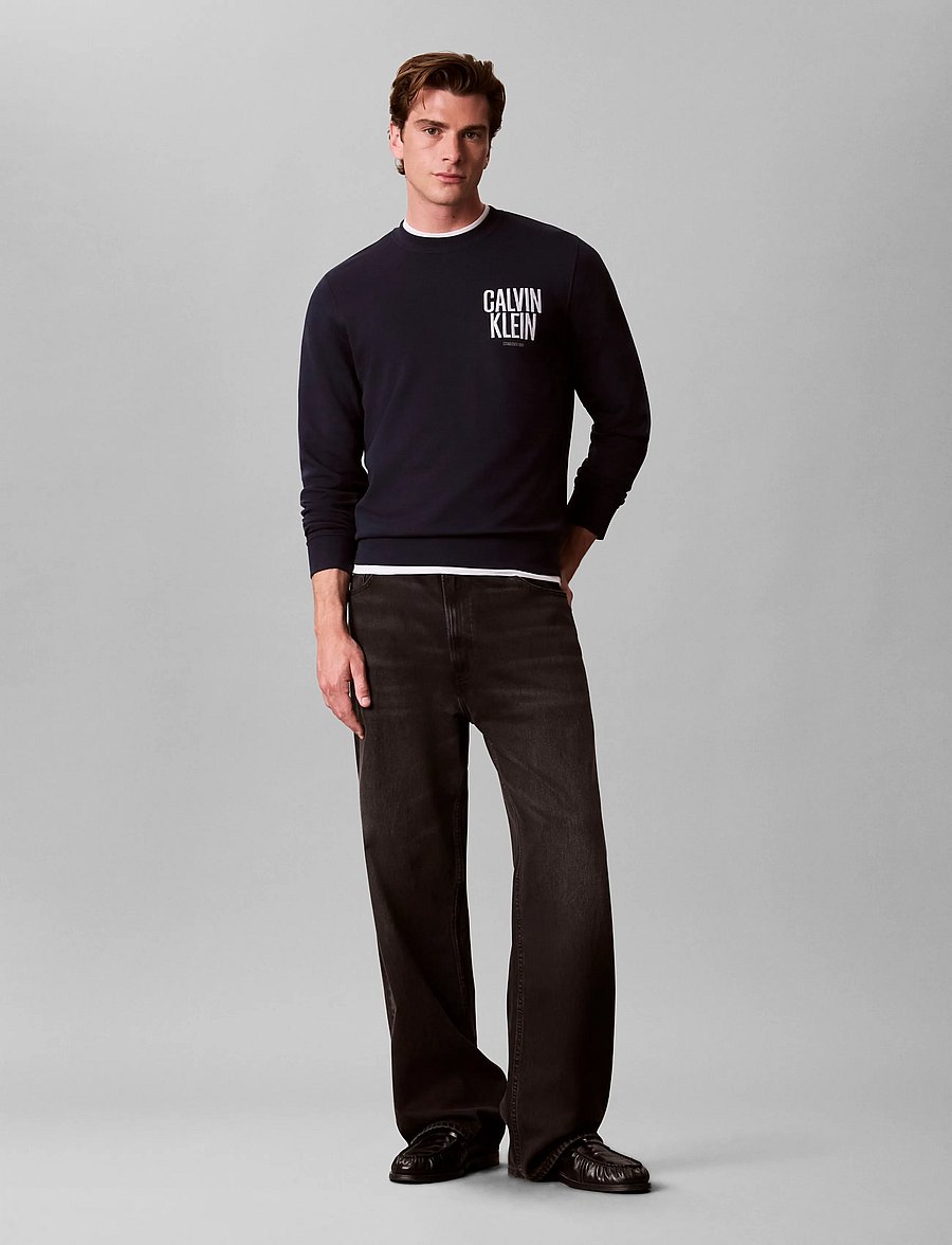 Calvin Klein Jeans - LS 350TERRY EU BOLD CLVN KLN CN - sweatshirts - dark sapphire - 0