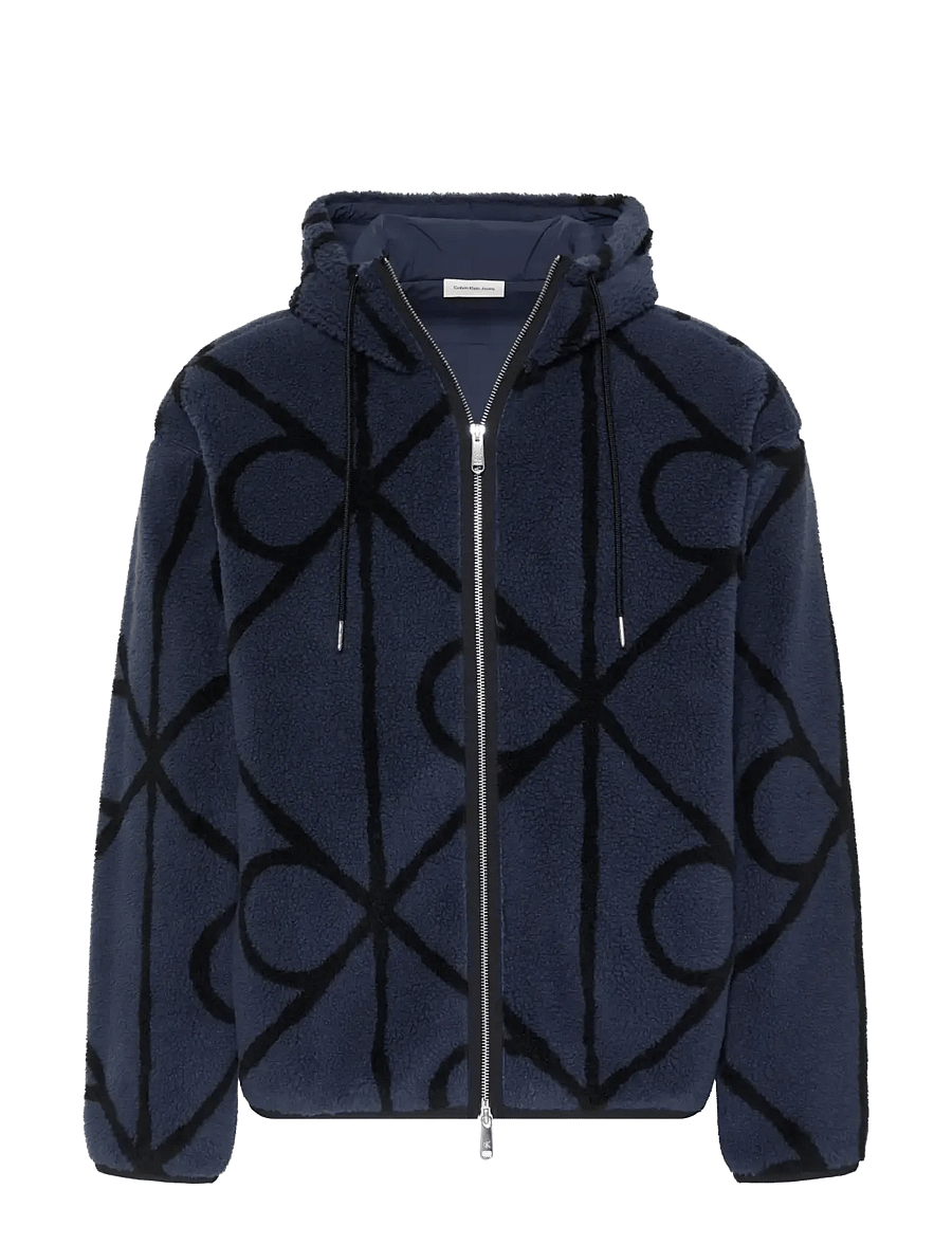 Calvin Klein Jeans - LS EMBLEM SHERPA FUNNEL NECK FZ - fleece-pullover - blue nights - 1
