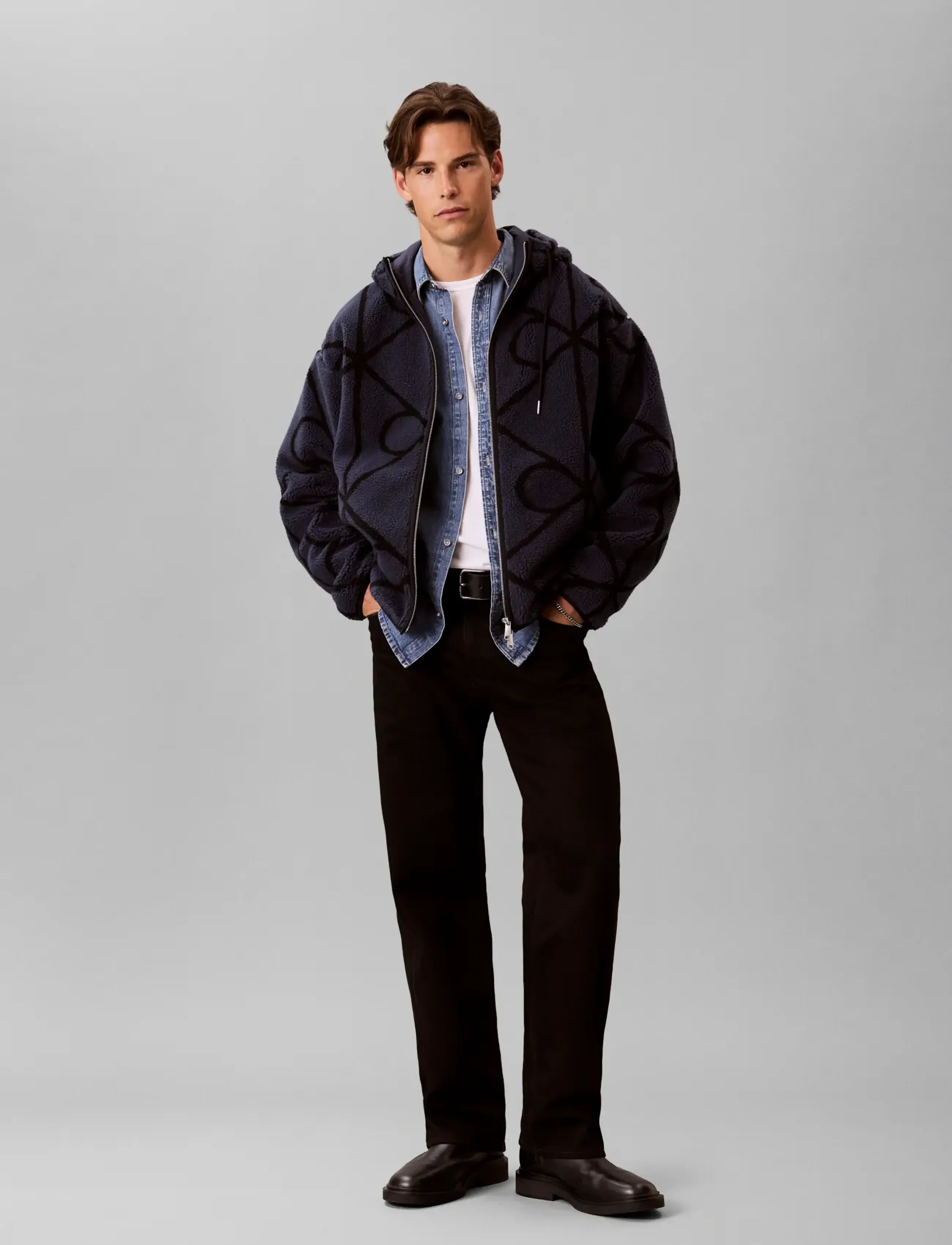 Calvin Klein Jeans - LS EMBLEM SHERPA FUNNEL NECK FZ - blue nights - 3