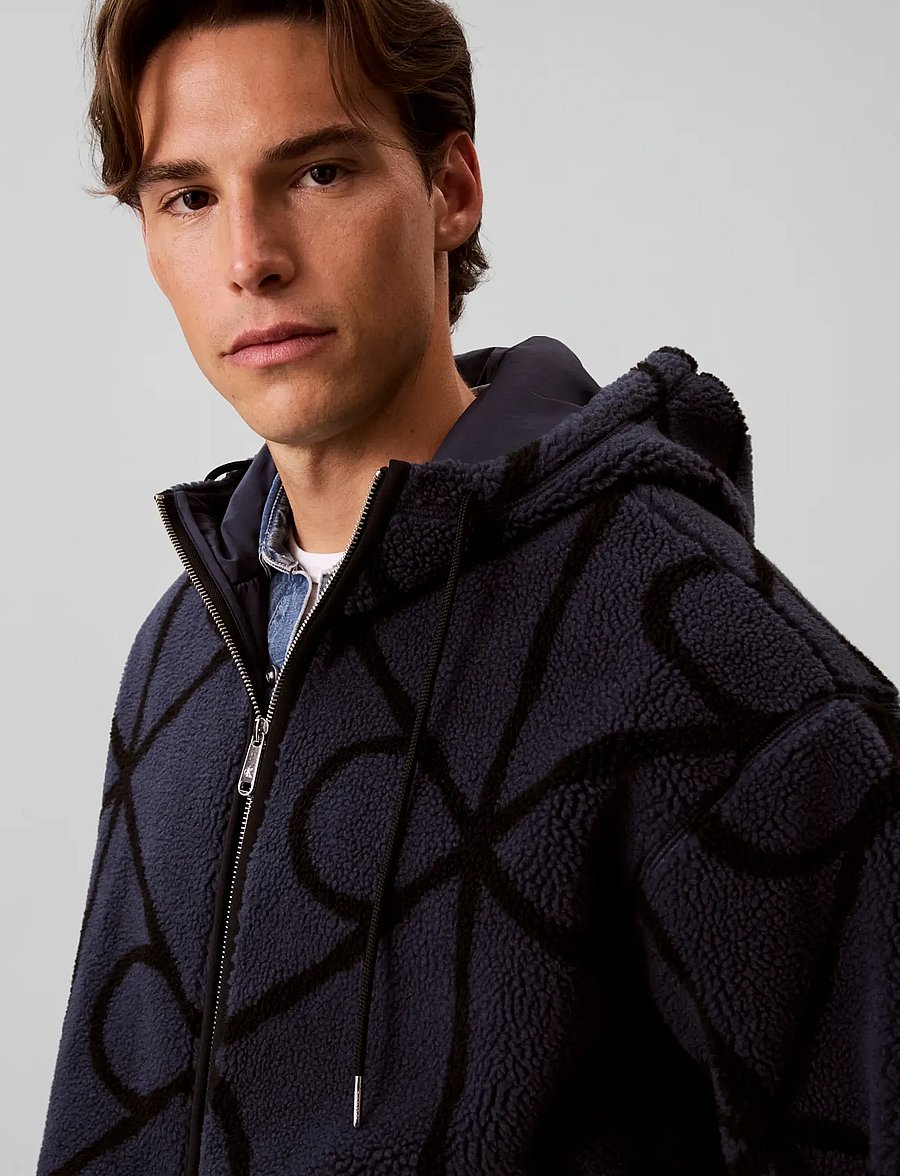 Calvin Klein Jeans - LS EMBLEM SHERPA FUNNEL NECK FZ - fleece-pullover - blue nights - 4