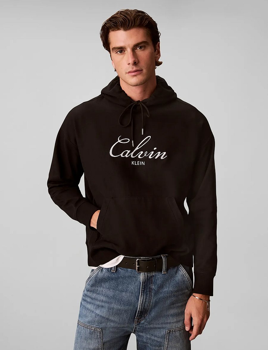 Calvin Klein Jeans - LS PREMIUM TERRY OCT SCRIPT LOGO - kapuzenpullover - black - 0