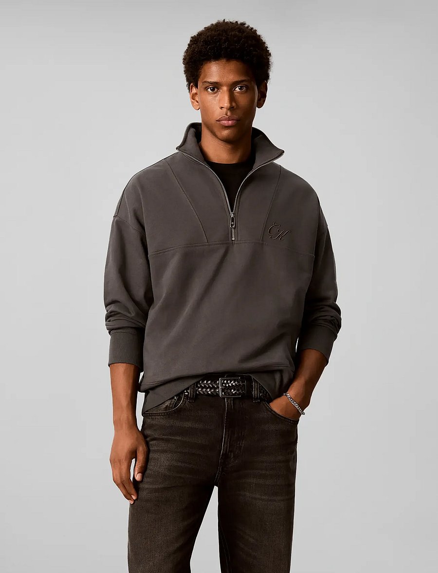 Calvin Klein Jeans - LS PREM TERRY OCT SCRIPT FNL NCK - pirkt pēc stila - volcanic ash - 0