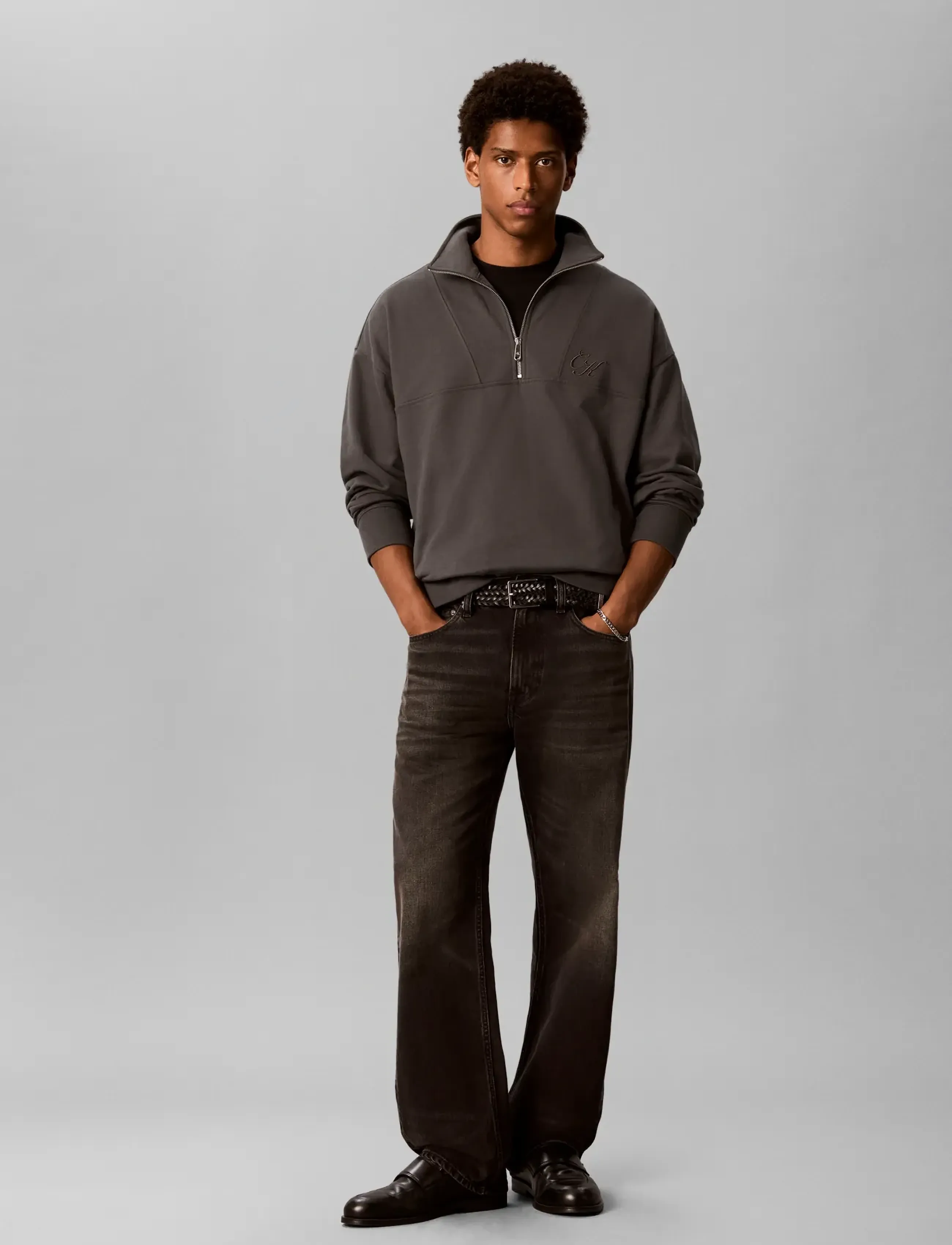 Calvin Klein Jeans - LS PREM TERRY OCT SCRIPT FNL NCK - volcanic ash - 3