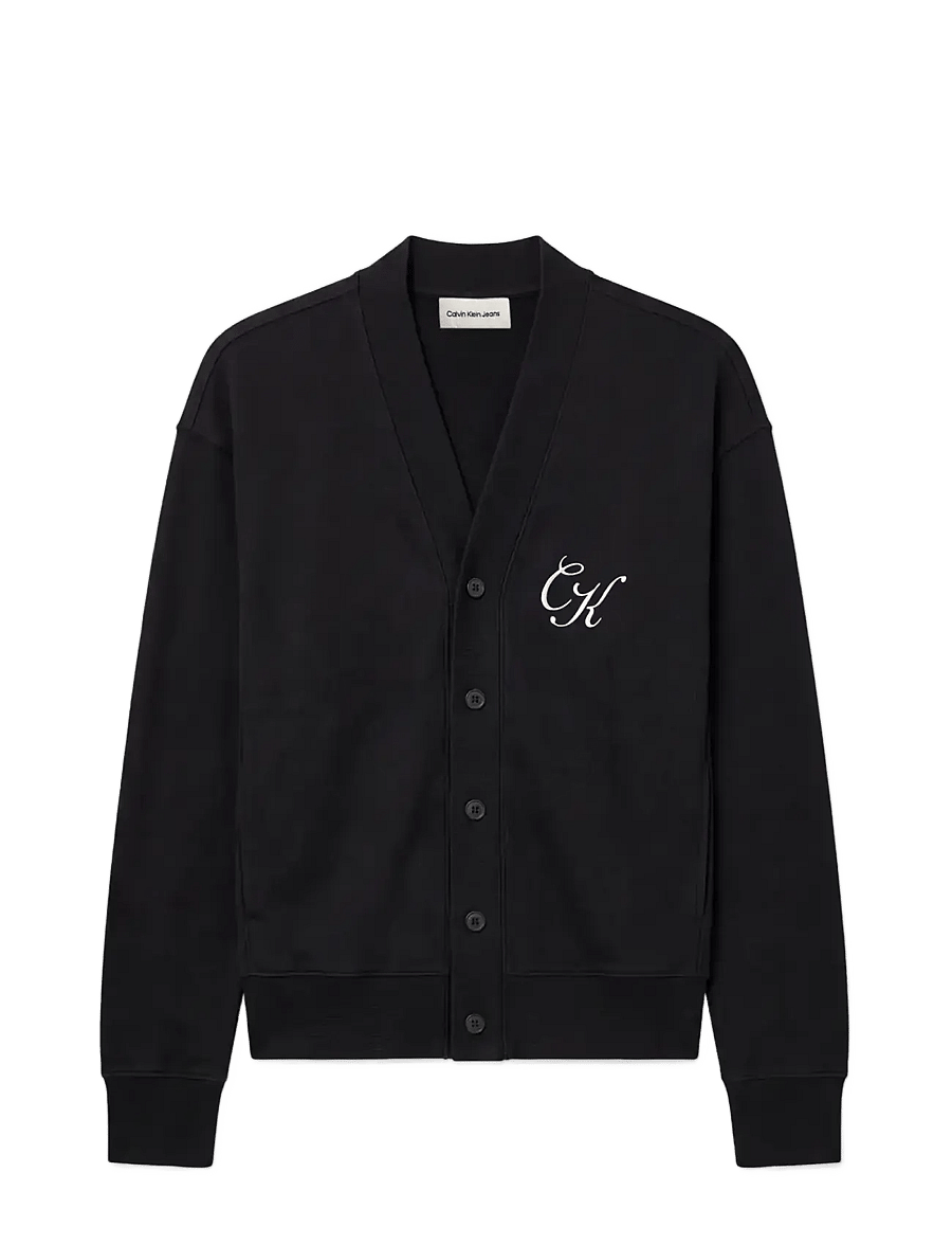 Calvin Klein Jeans - LS PRM TERRY OCT SCRPT CARDIGN S - strickjacken - black - 1