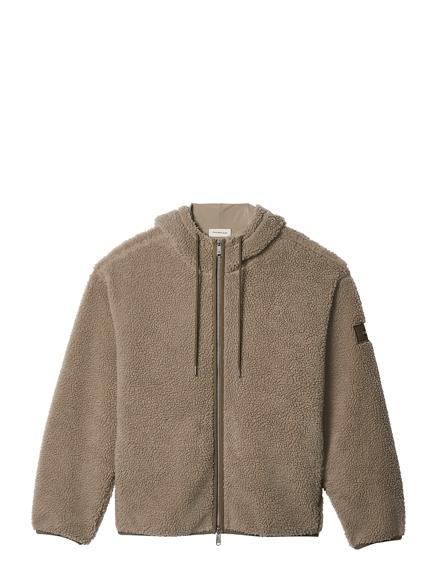 Calvin Klein Jeans - LS SHERPA BADGE FUNNEL NECK FZ H - fleece-pullover - roasted cashew - 1