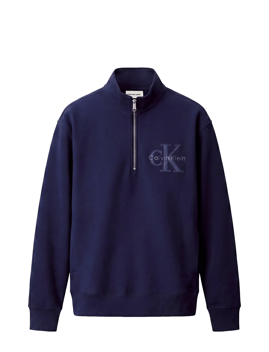 Calvin Klein Jeans - LS PREM TERRY DENIM APPLIQUE QTR - half zip-tröjor - pageant blue - 1