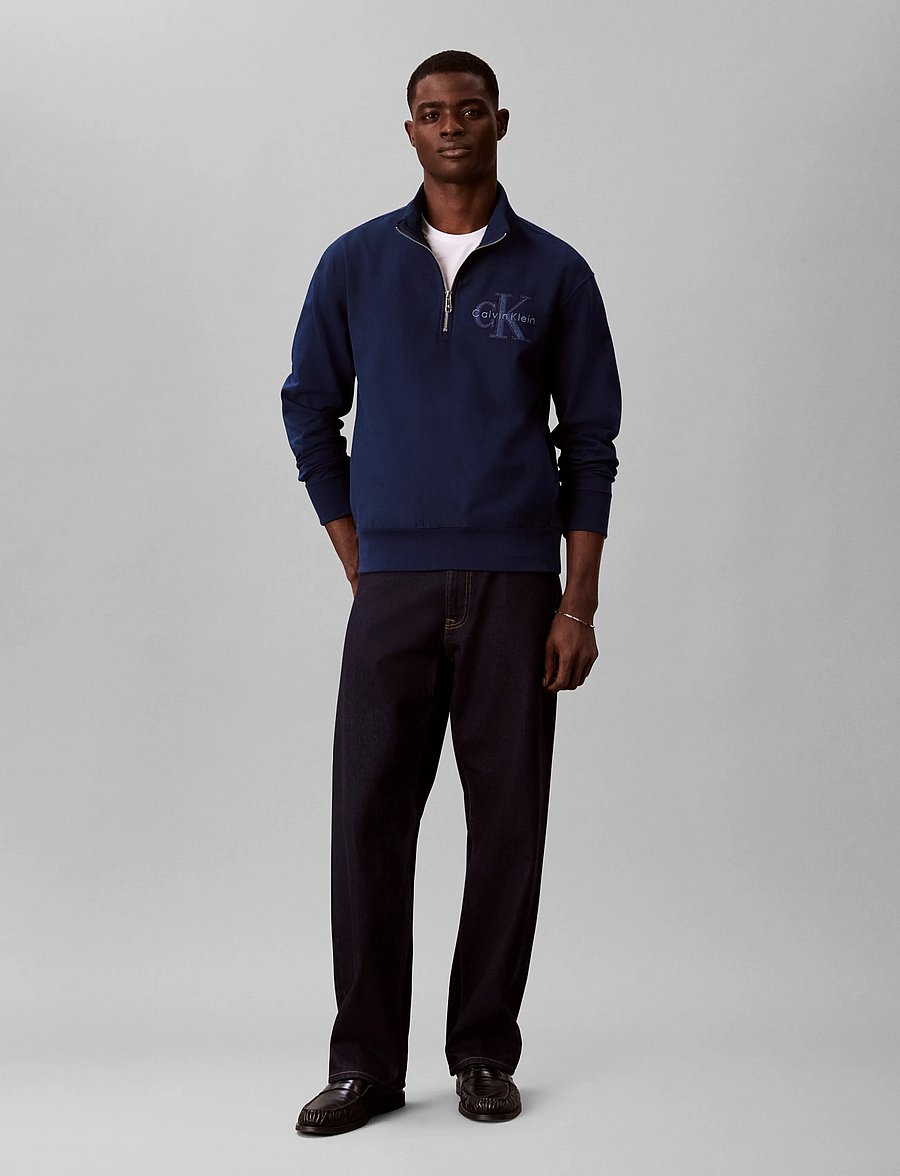 Calvin Klein Jeans - LS PREM TERRY DENIM APPLIQUE QTR - half zip-tröjor - pageant blue - 0