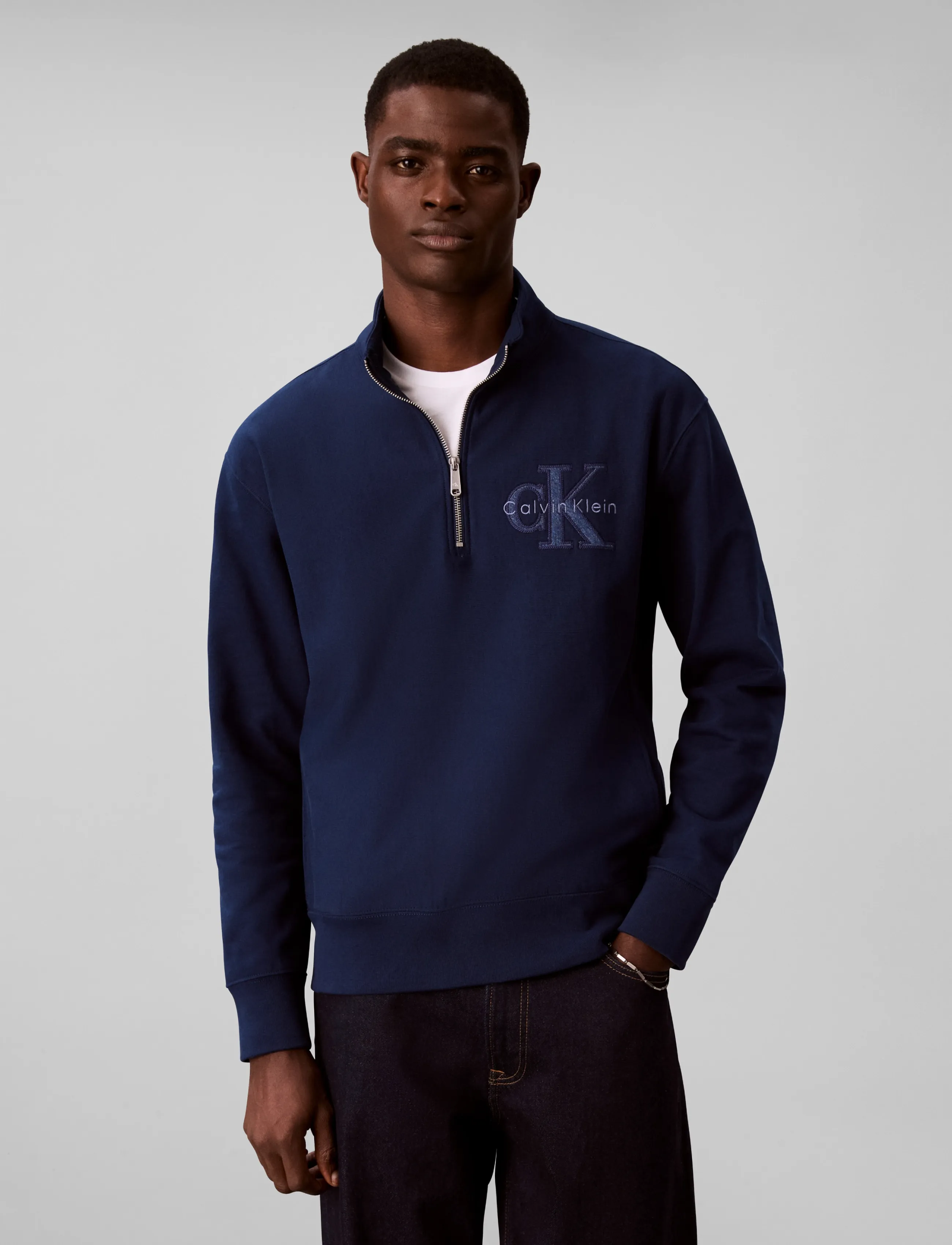 Calvin Klein Jeans - LS PREM TERRY DENIM APPLIQUE QTR - half zip-tröjor - pageant blue - 3