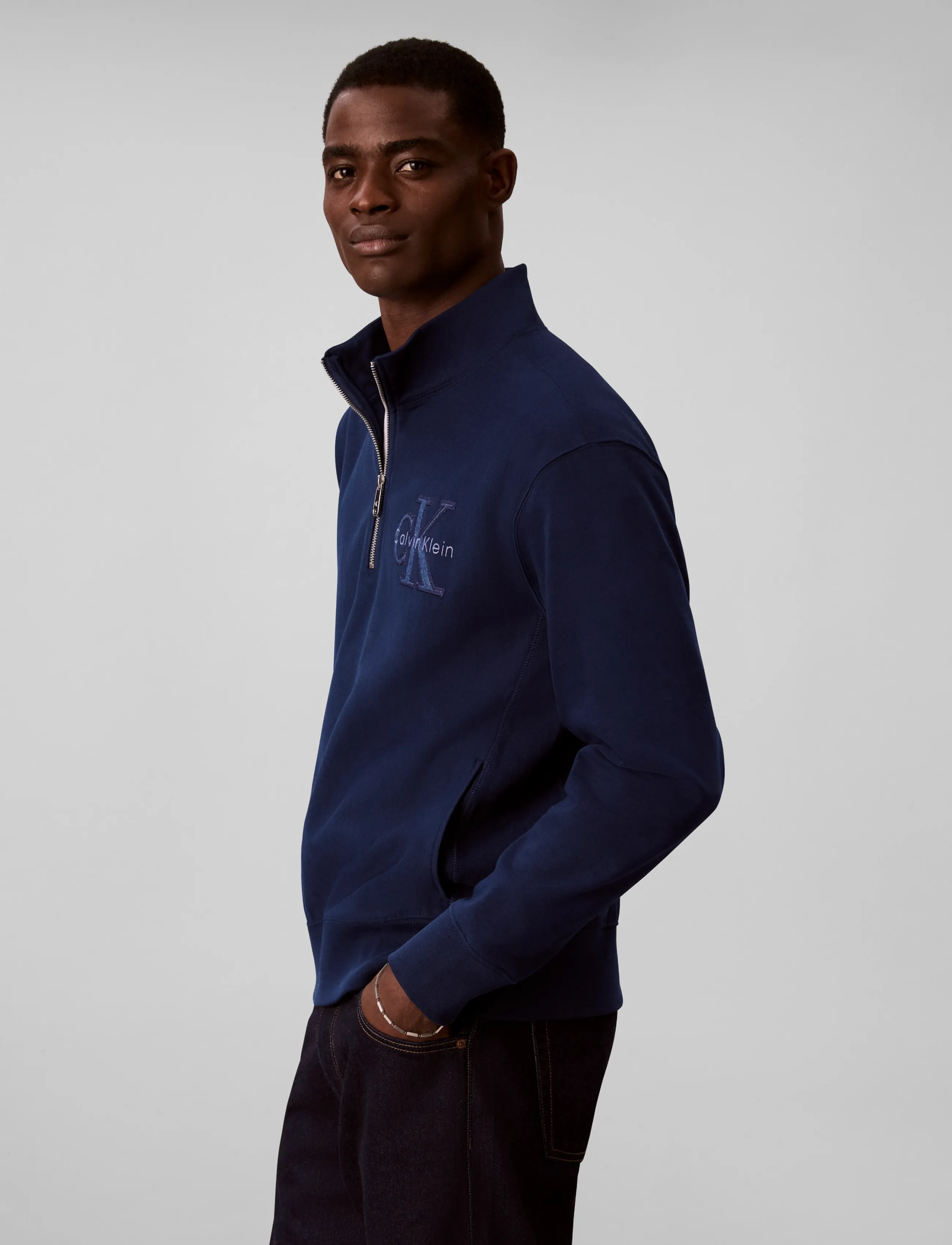 Calvin Klein Jeans - LS PREM TERRY DENIM APPLIQUE QTR - half zip-tröjor - pageant blue - 5