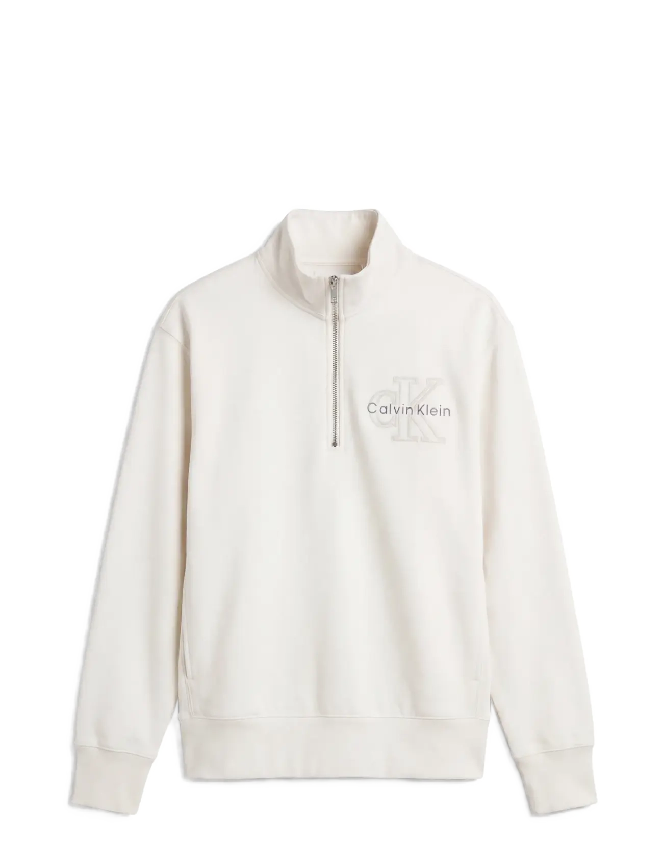 Calvin Klein Jeans - LS PREM TERRY DENIM APPLIQUE QTR - half zip-tröjor - tofu - 1