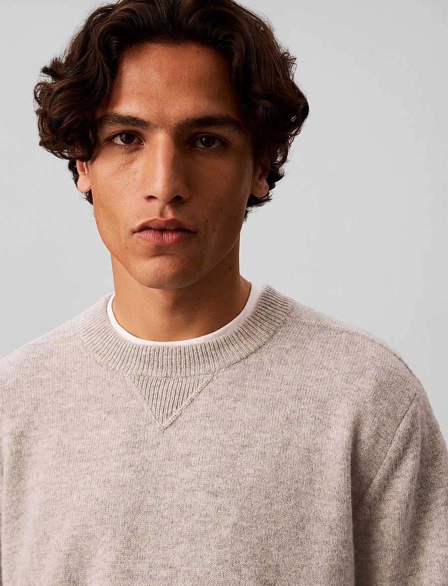 Calvin Klein Jeans - LS JEANS MERINO CRWNK 7GG - round necks - grey heather - 4
