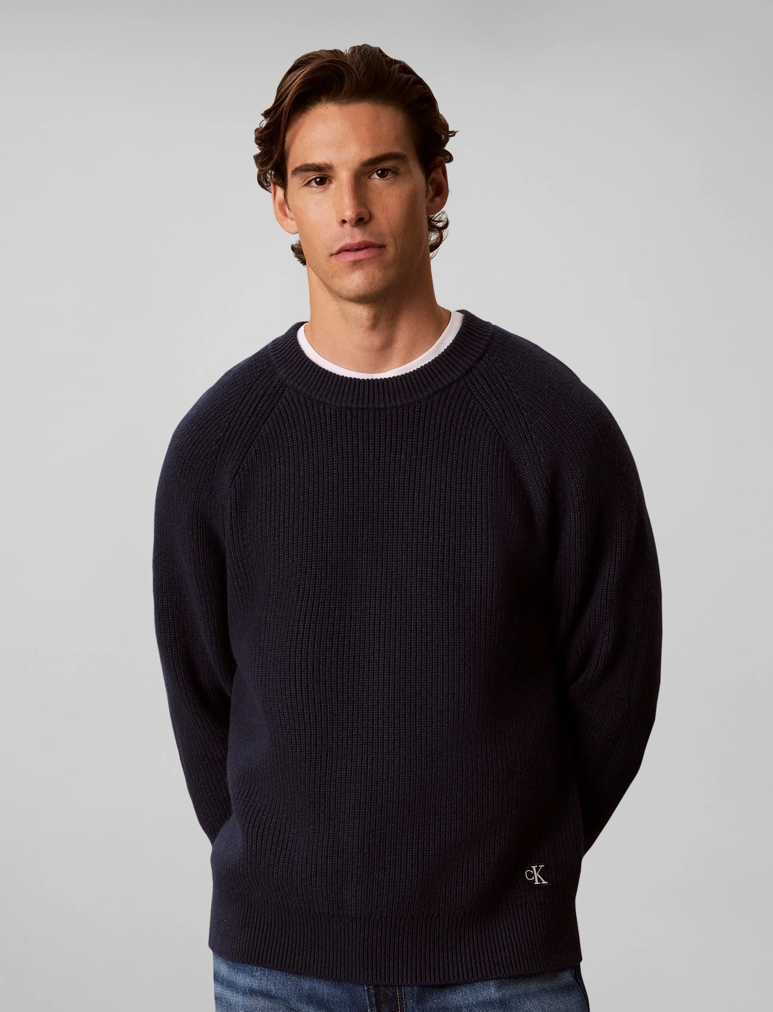Calvin Klein Jeans - LS WOOL BLEND RAGLAN CREWNK 7GG - dark sapphire - 3