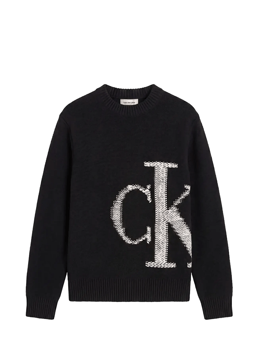 Calvin Klein Jeans - LS LAMBSWOOL BLEND MONOGRAM CREW - rundhals - black - 1