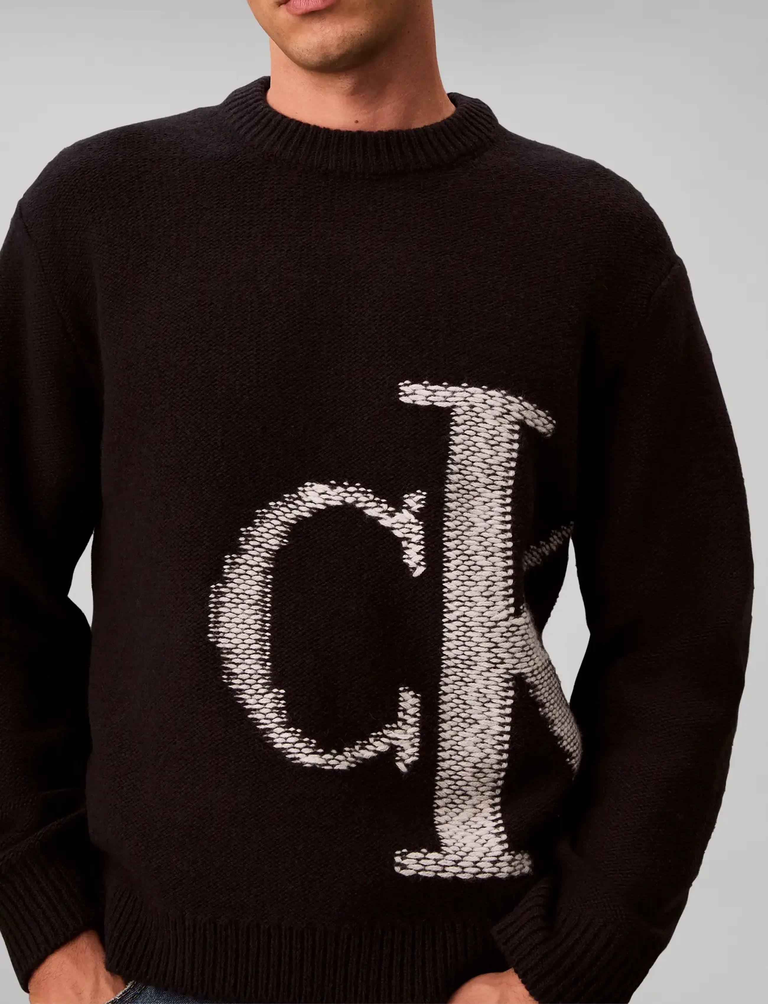 Calvin Klein Jeans Ls Lambswool Blend Monogram Crew stickade tröjor herr – bild 5