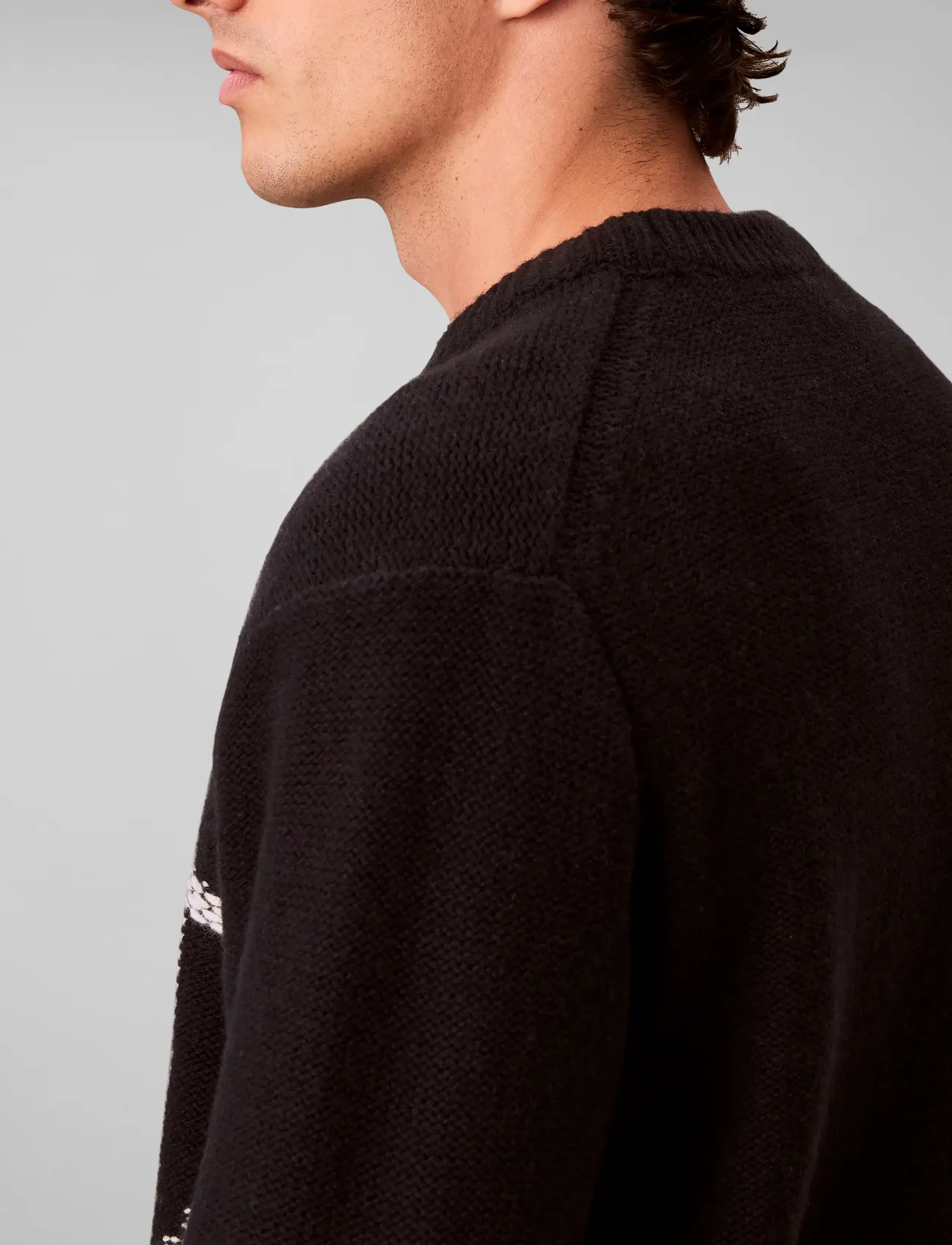 Calvin Klein Jeans LS LAMBSWOOL BLEND MONOGRAM CREW - Clothing - BLACK / black