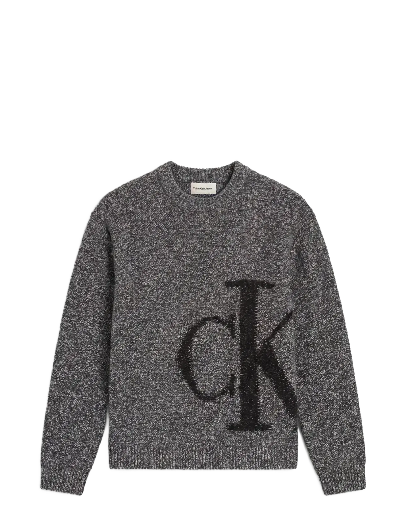 Ls Lambswool Blend Monogram Crew