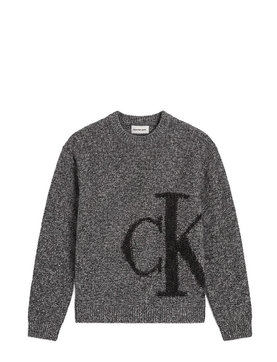 Calvin Klein Jeans - LS LAMBSWOOL BLEND MONOGRAM CREW - Ümara kaelusega - medium grey mouline - 1